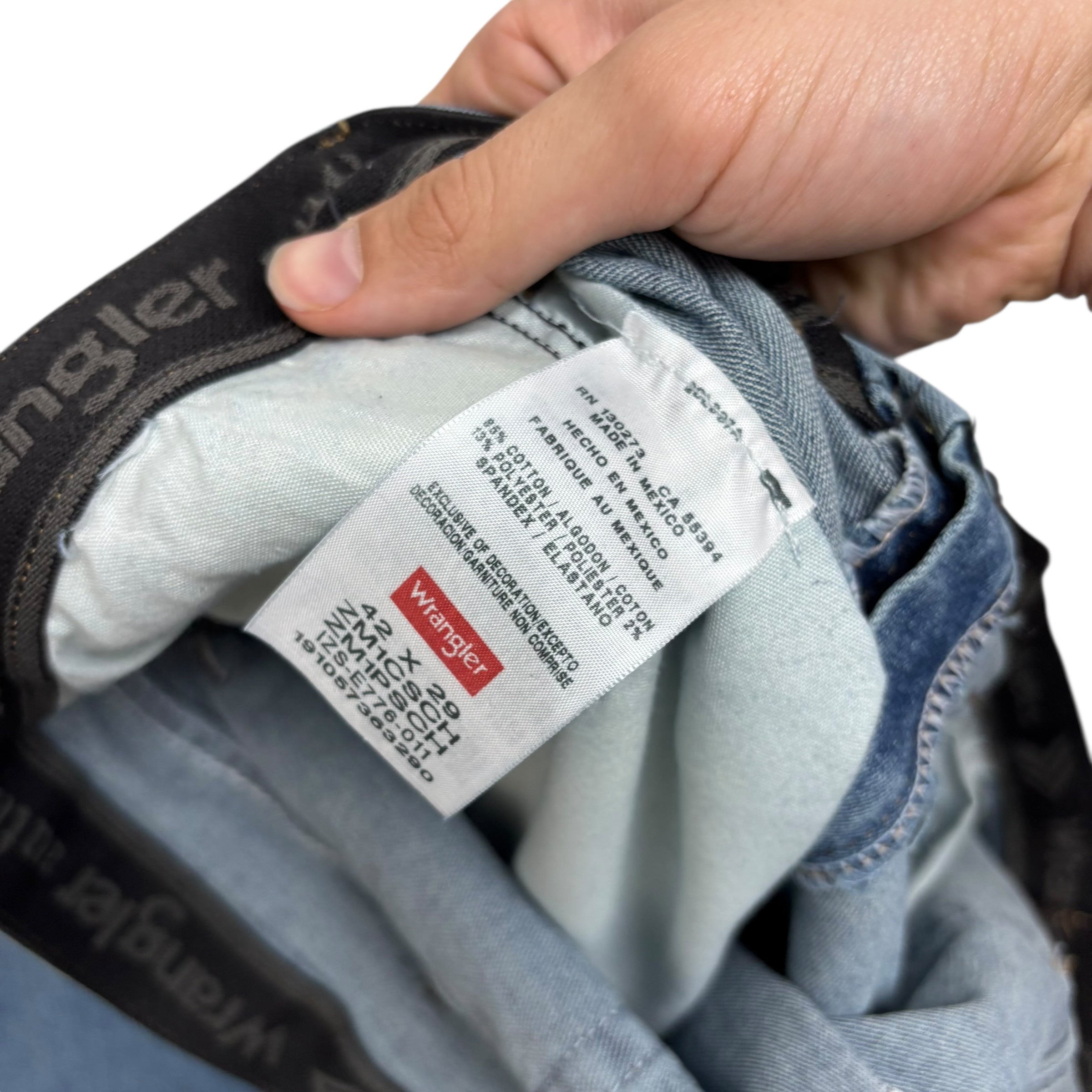 Wrangler Jeans W44 L29 Mens Mid Blue Regular Straight Fit Stretch Denim (E)