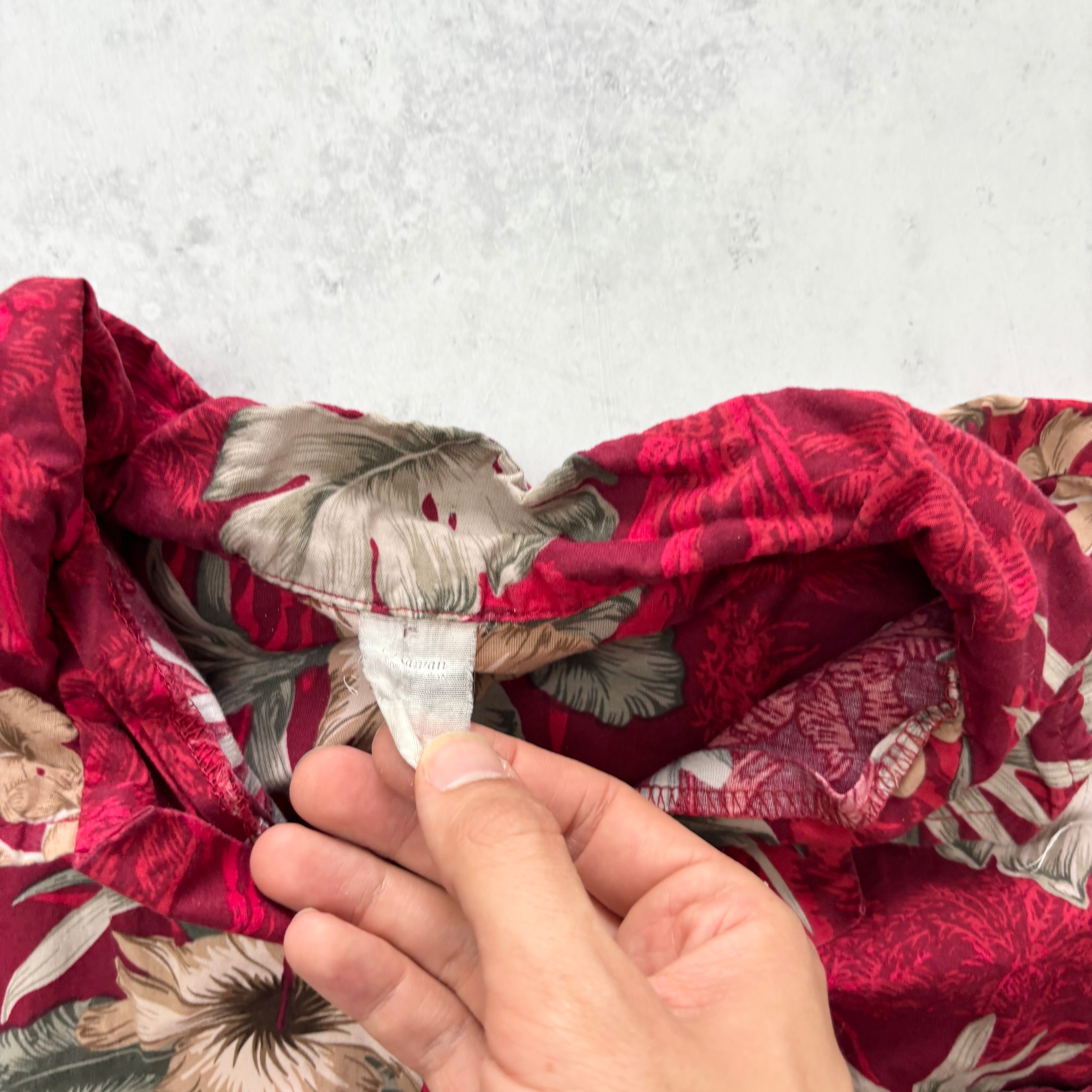 Vintage Hawaiian Shirt Mens XS Red Floral Aloha Short Sleeve (E)