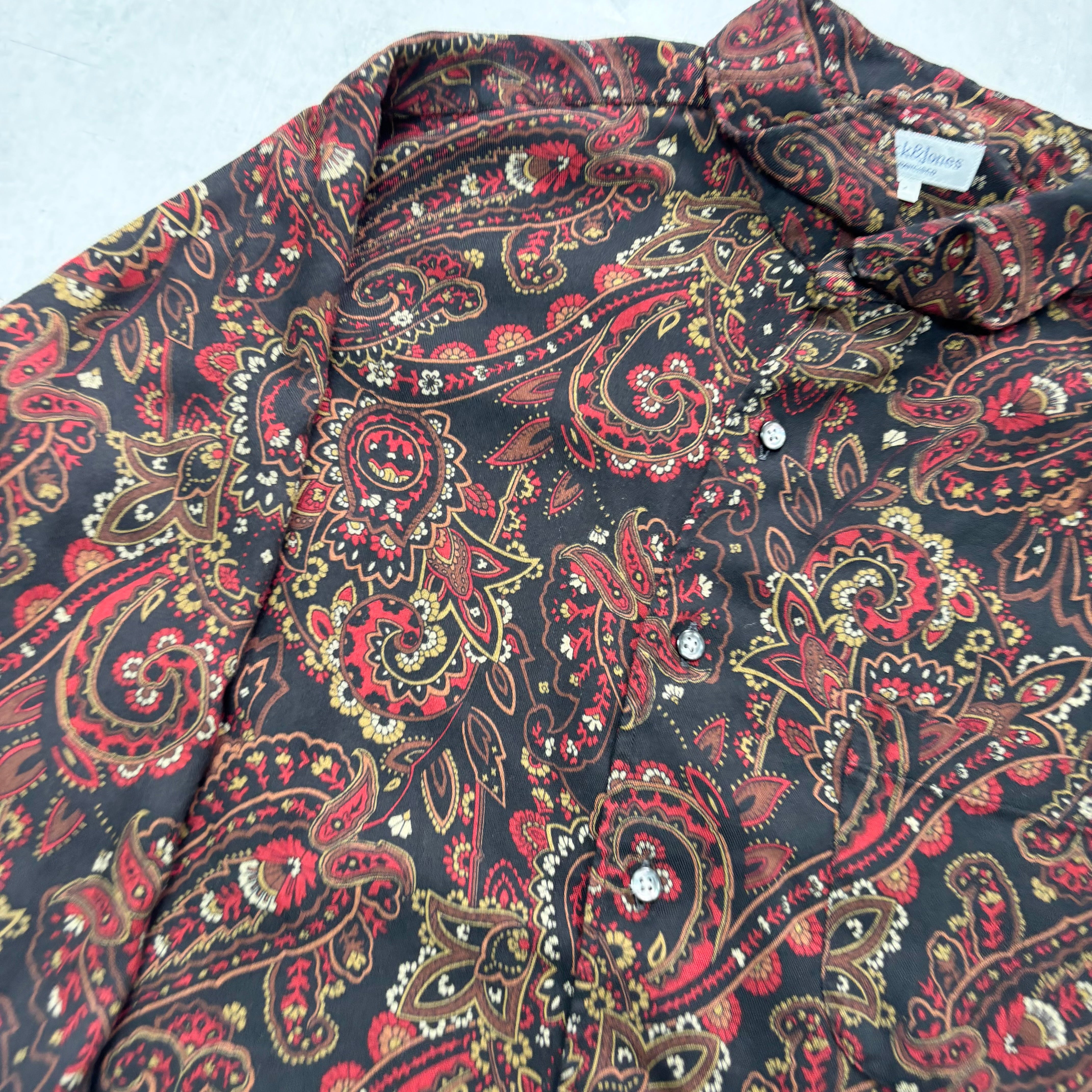 Mens Patterned Shirt Large Abstract Print Long Sleeve Rayon (E)