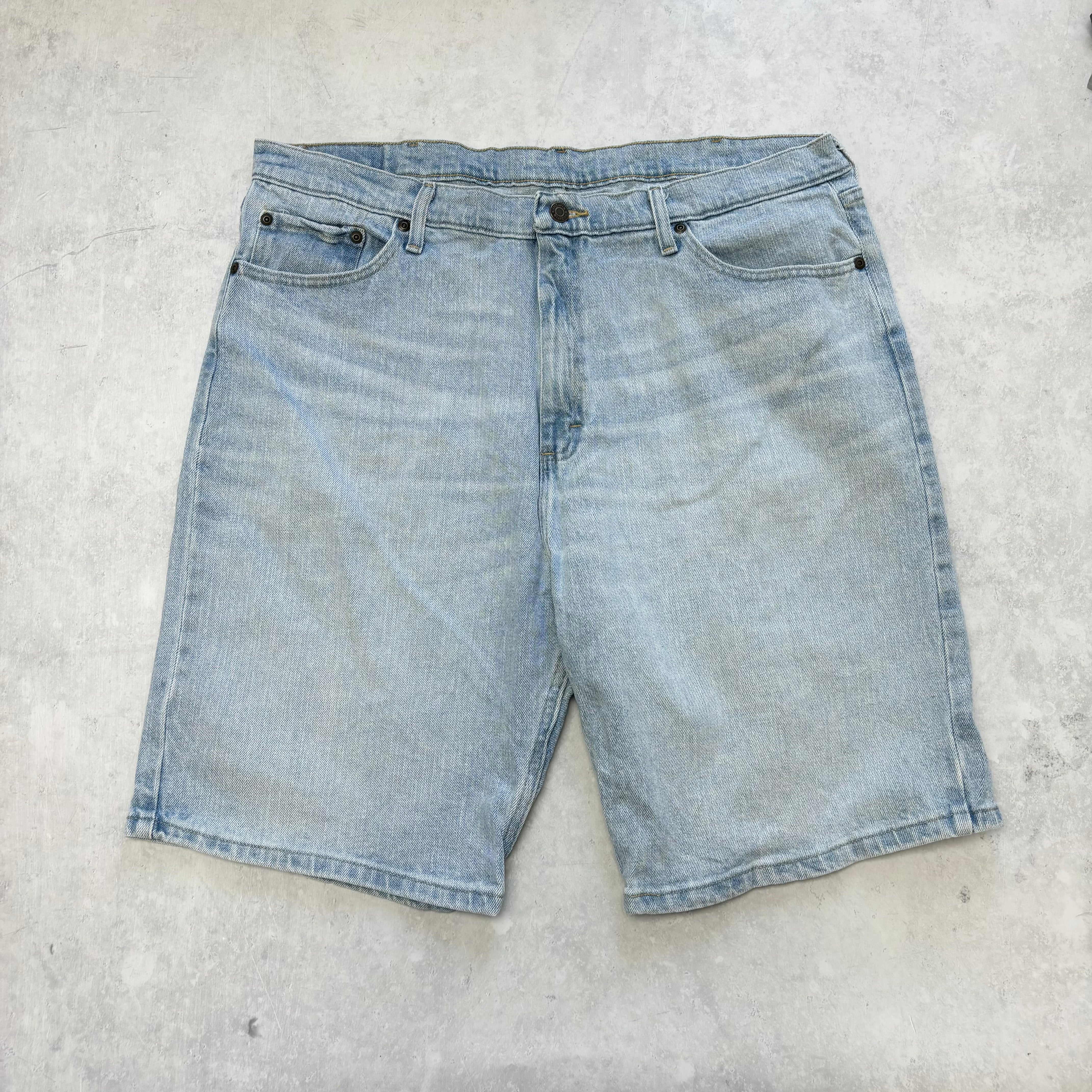 Vintage Wrangler Jorts W38 Mens Denim Shorts Light Blue Baggy Relaxed Fit