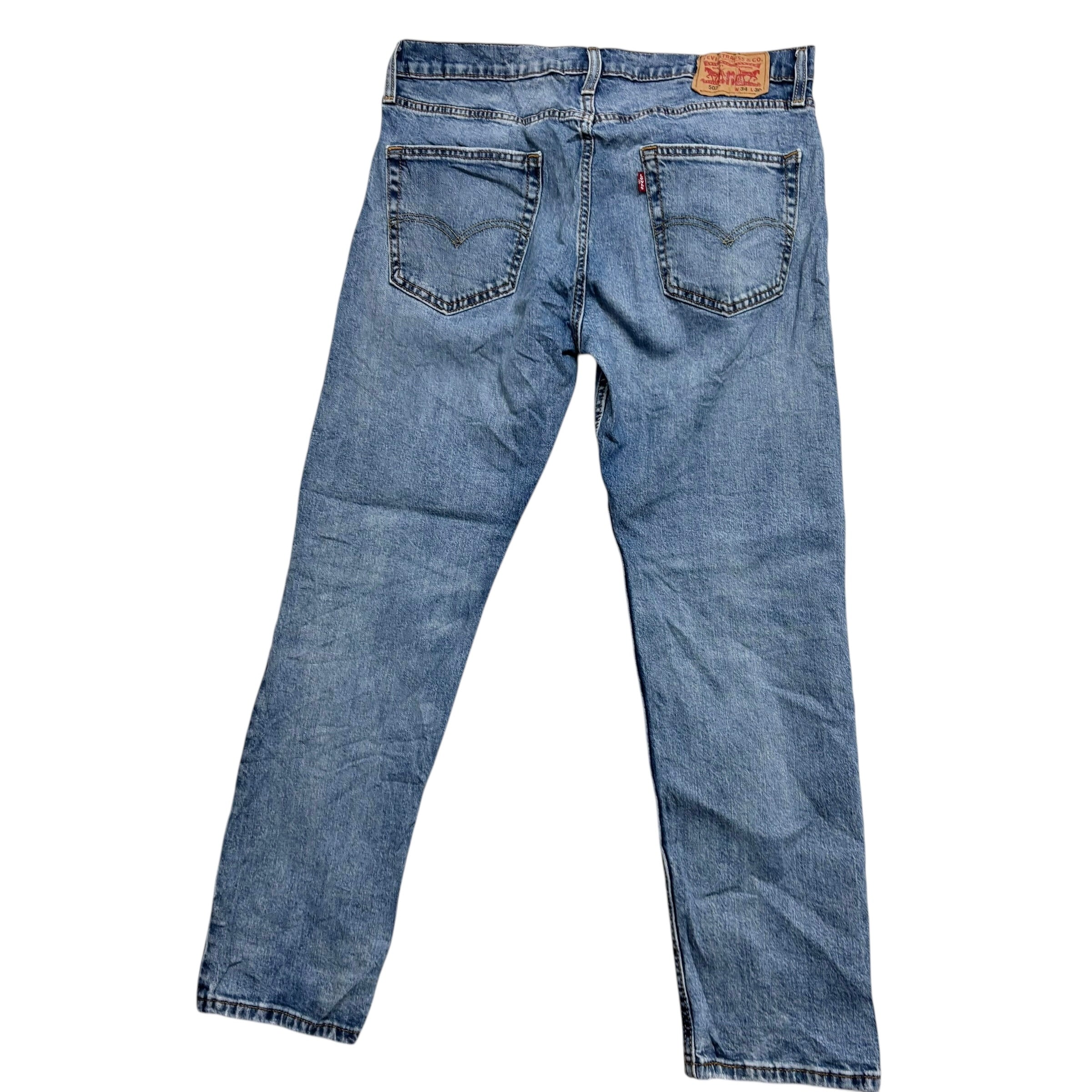 Levis 502 Jeans W34 L30 Mens Light Blue Regular Tapered Fit Stretch Denim
