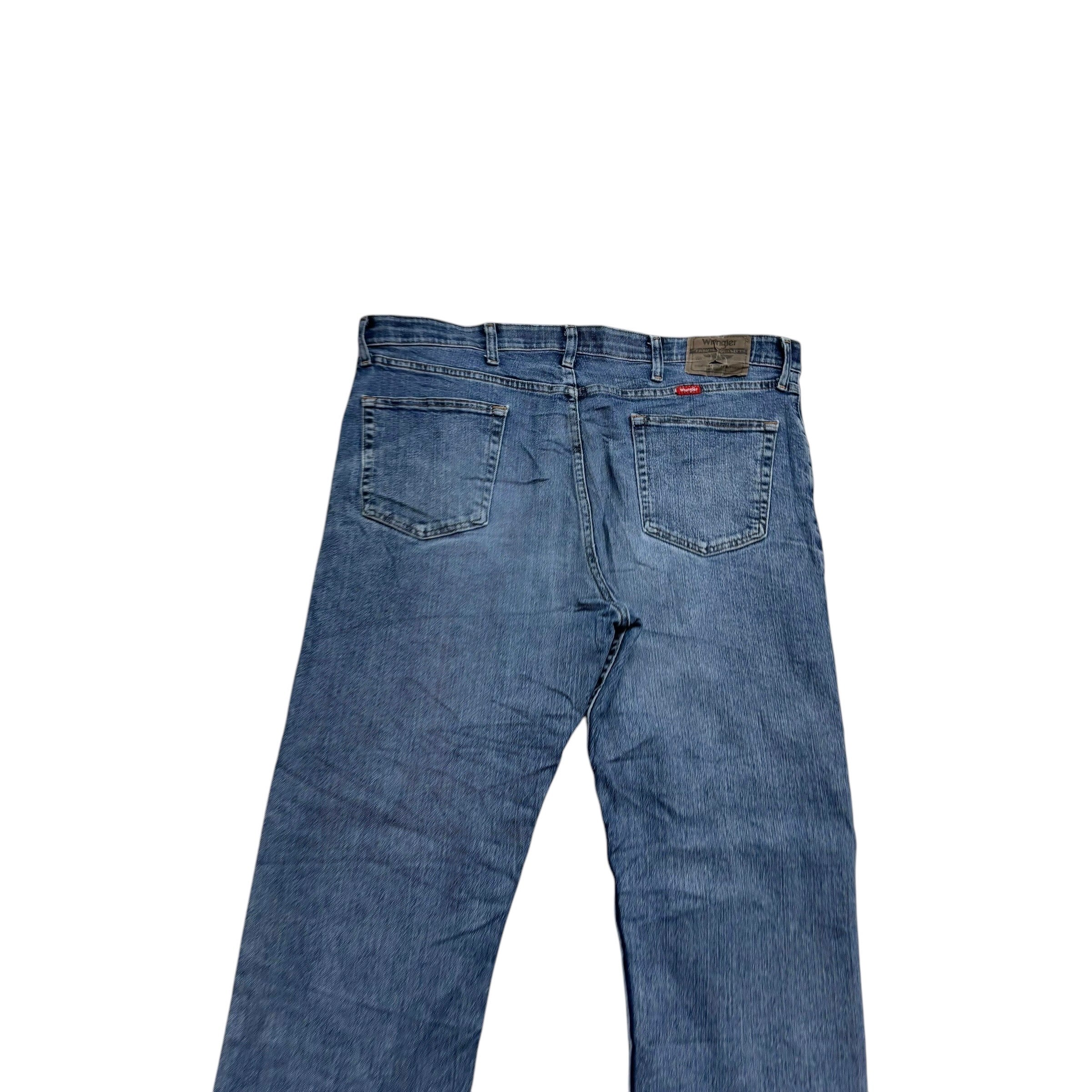 Wrangler Jeans W38 L30 Mens Mid Blue Regular Straight Fit Stretch Denim