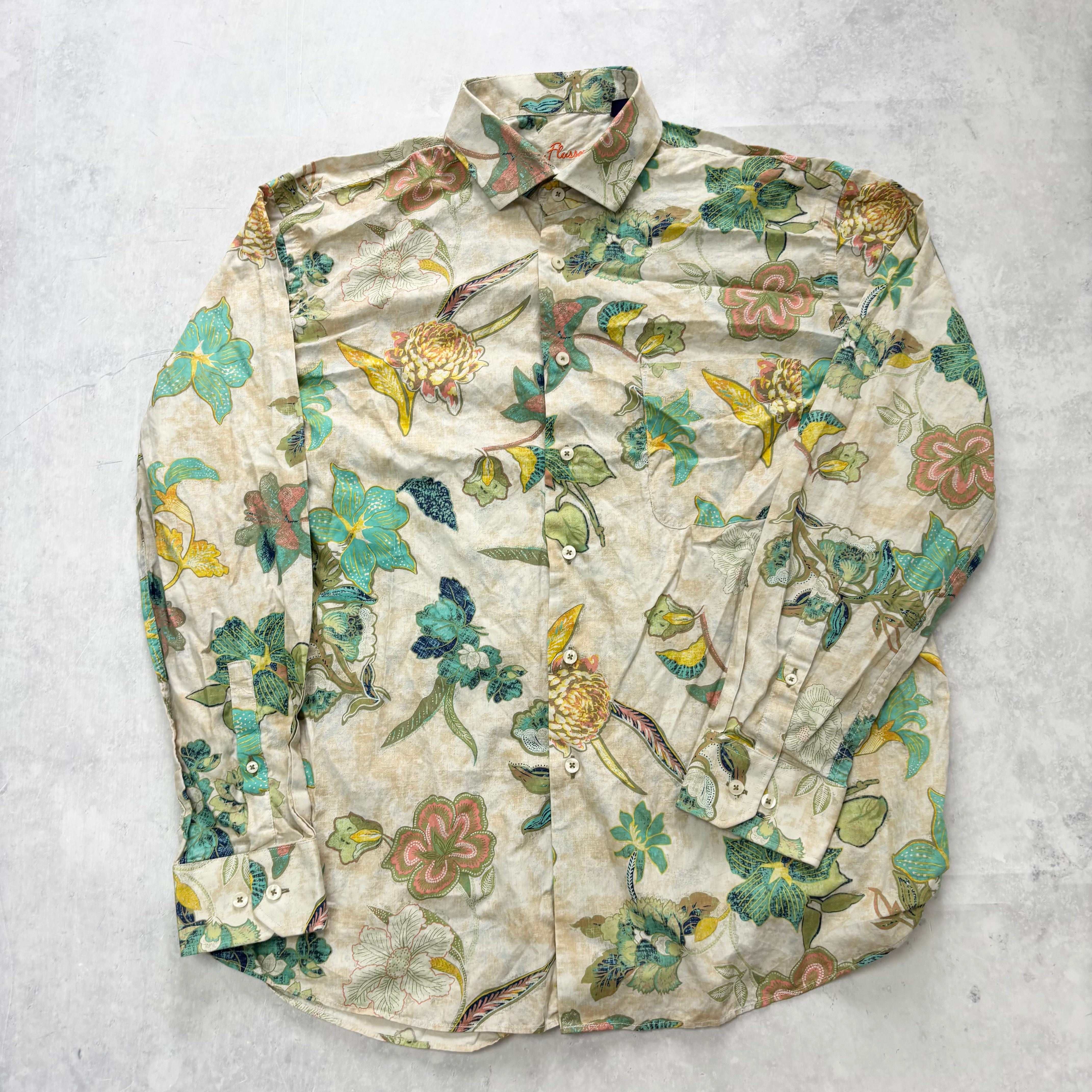 Vintage Hawaiian Shirt Mens XL Floral Aloha Long Sleeve Cotton (E)