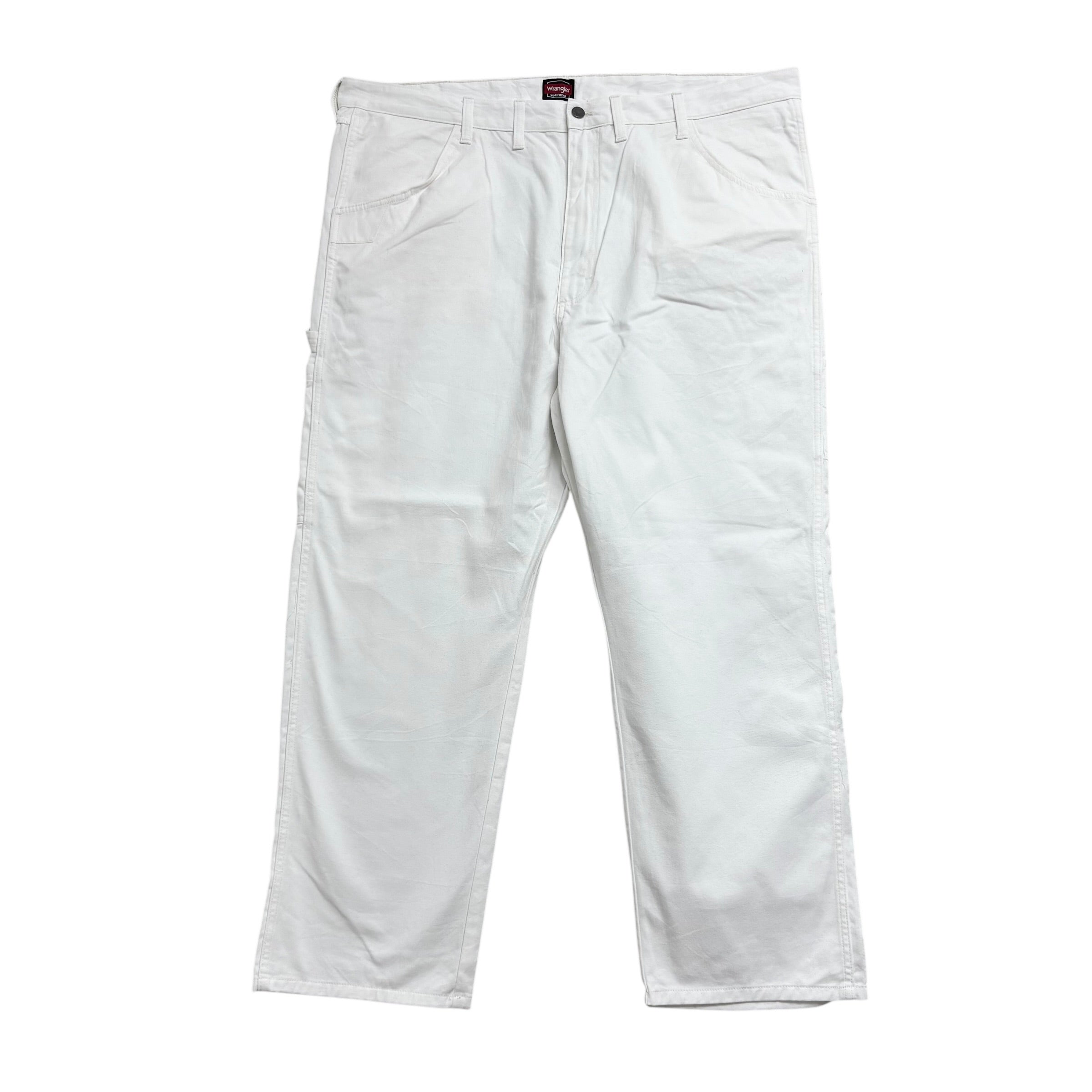 Wrangler Carpenter Pants W44 L30 Mens White Baggy Relaxed Fit Trousers