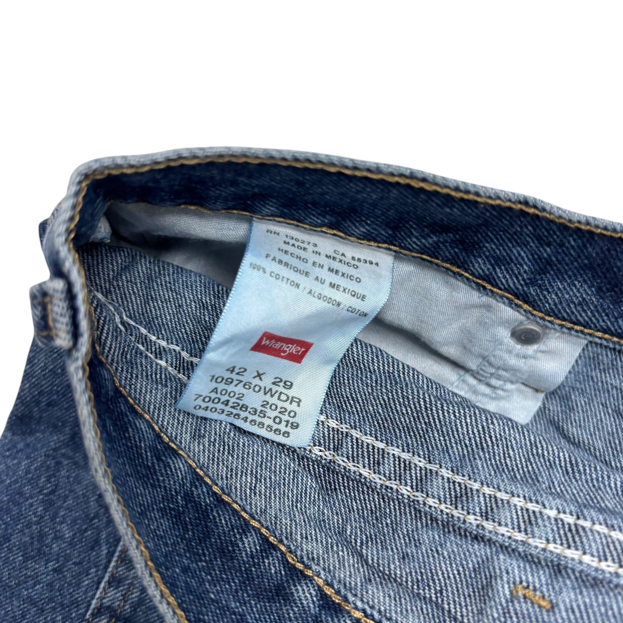 Wrangler Jeans W42 L29 Mens Mid Blue Relaxed Straight Fit Baggy Denim (E)