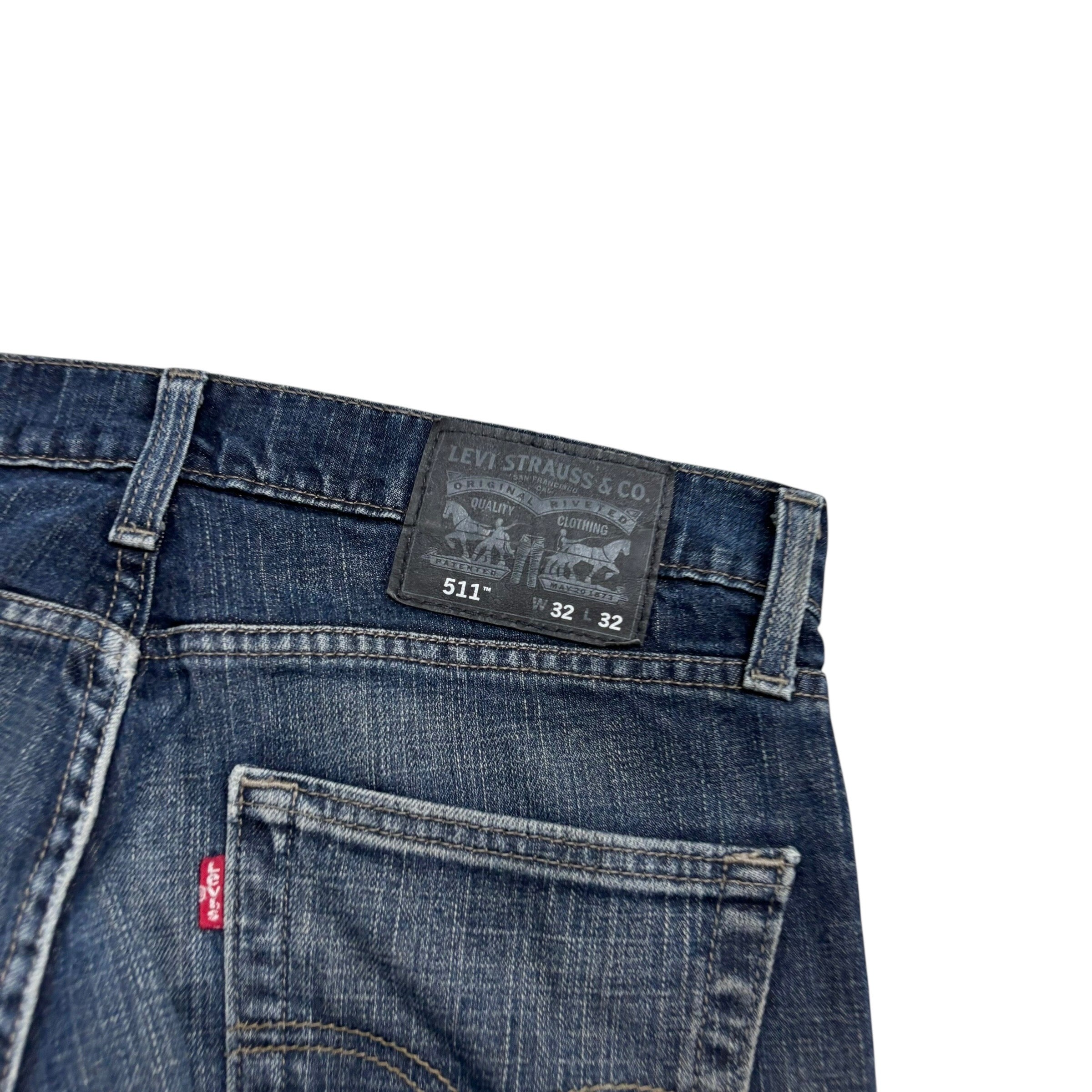 Levis 511 Jeans W32 L32 Mens Dark Blue Slim Fit Stretch Denim (F)