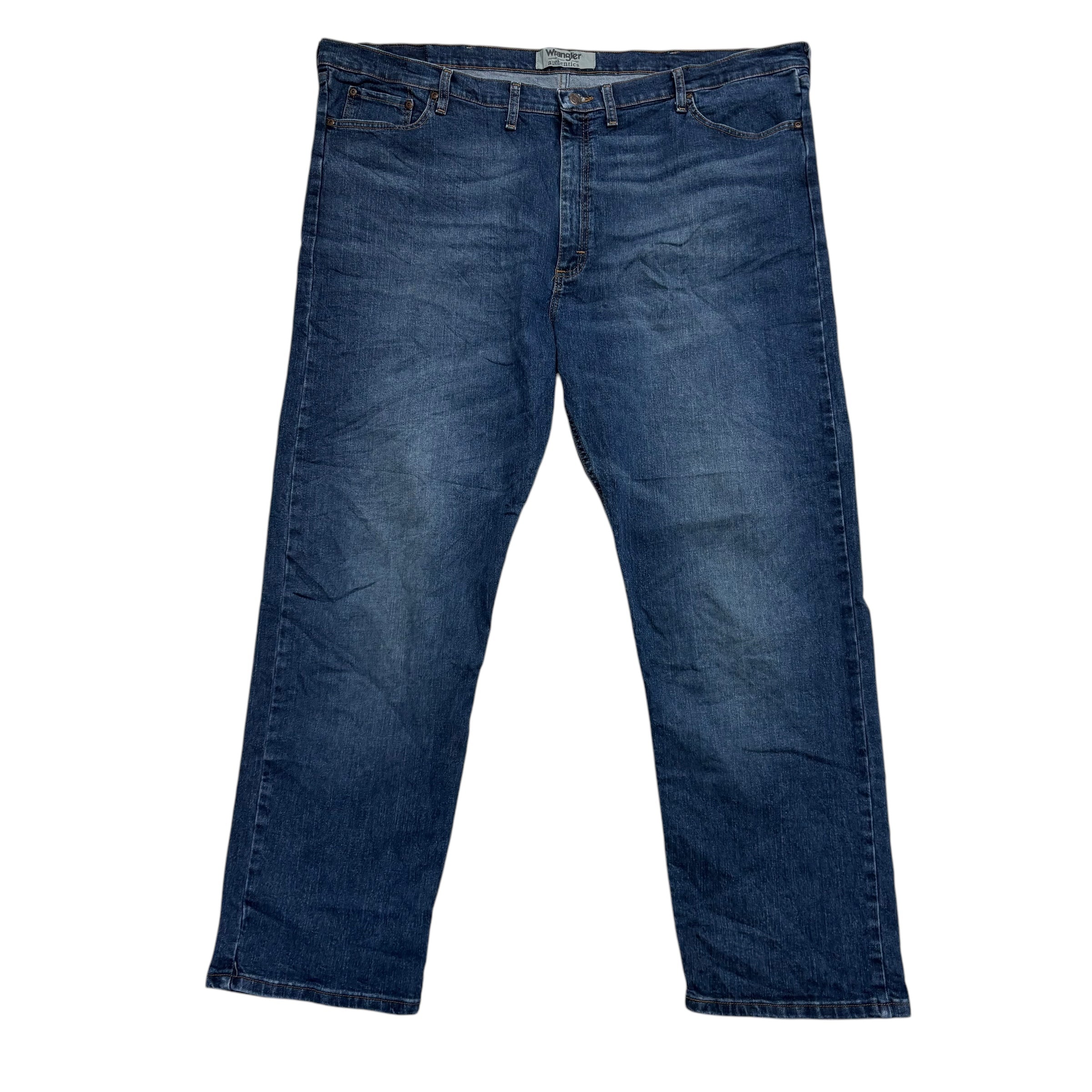 Wrangler Jeans W48 L32 Mens Dark Blue Relaxed Straight Fit Stretch Denim (E)