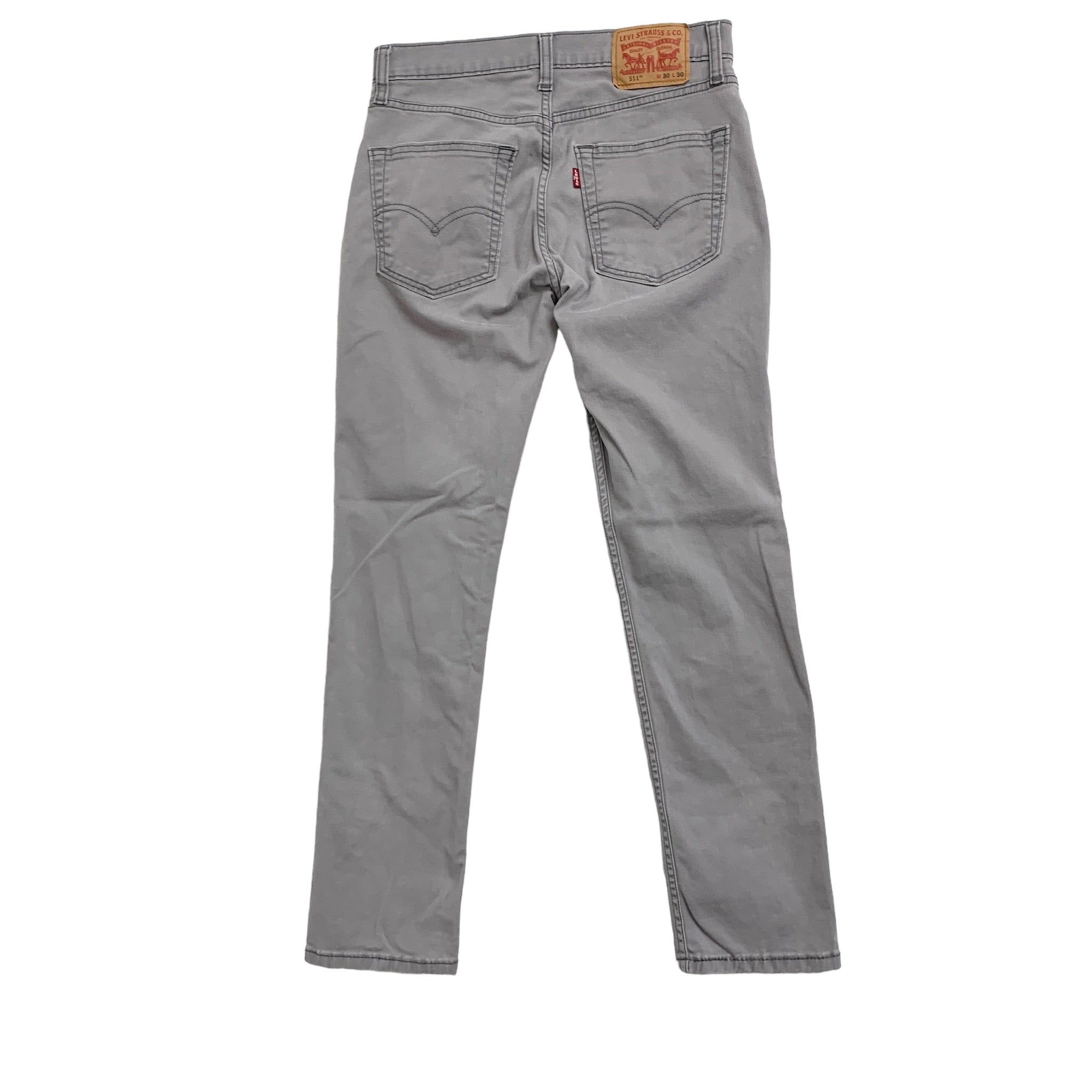 Levis 511 Trousers W30 L30 Mens Grey Slim Fit Stretch Cotton Pants