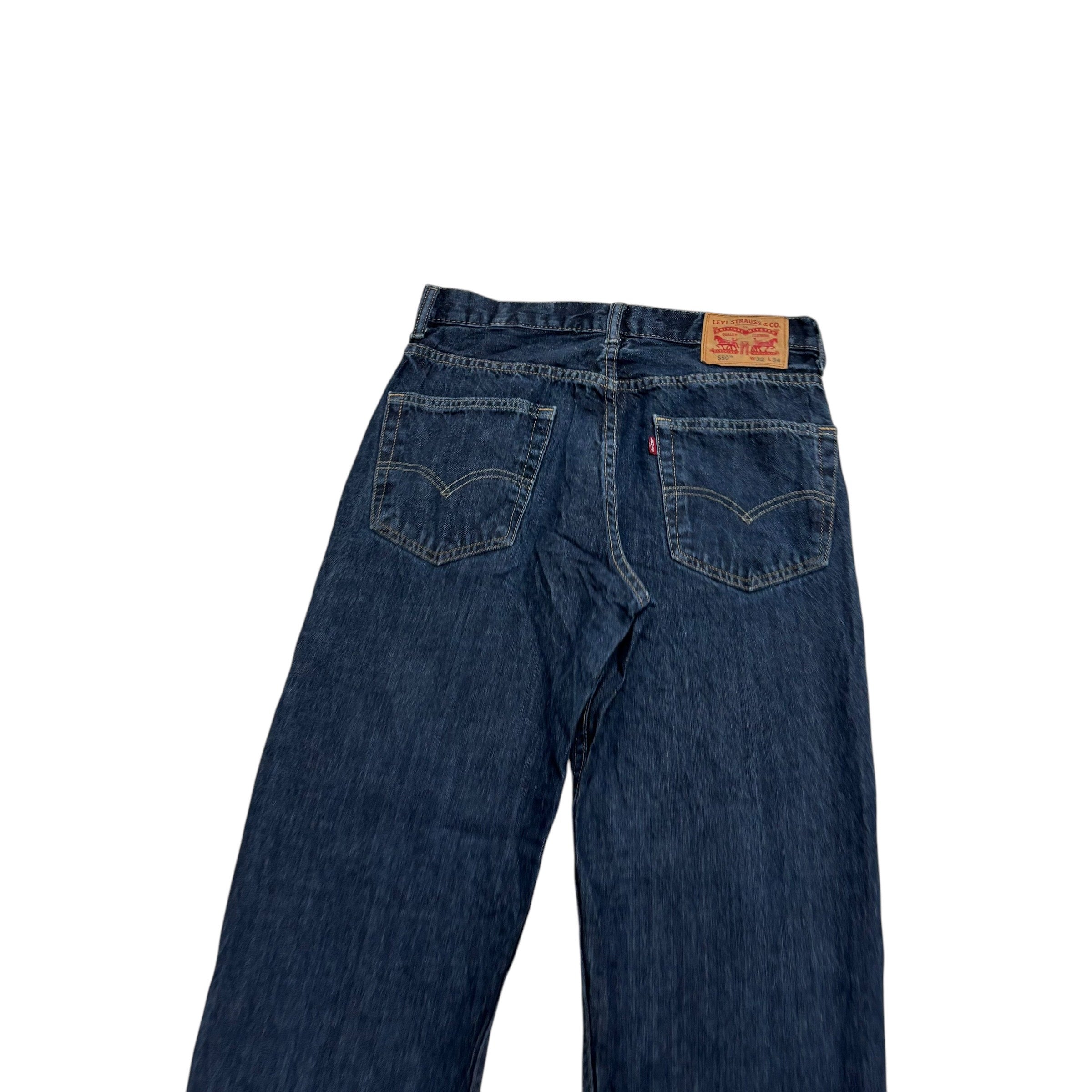 Levis 550 Jeans W32 L34 Mens Dark Blue Baggy Relaxed Straight Fit Denim (E)