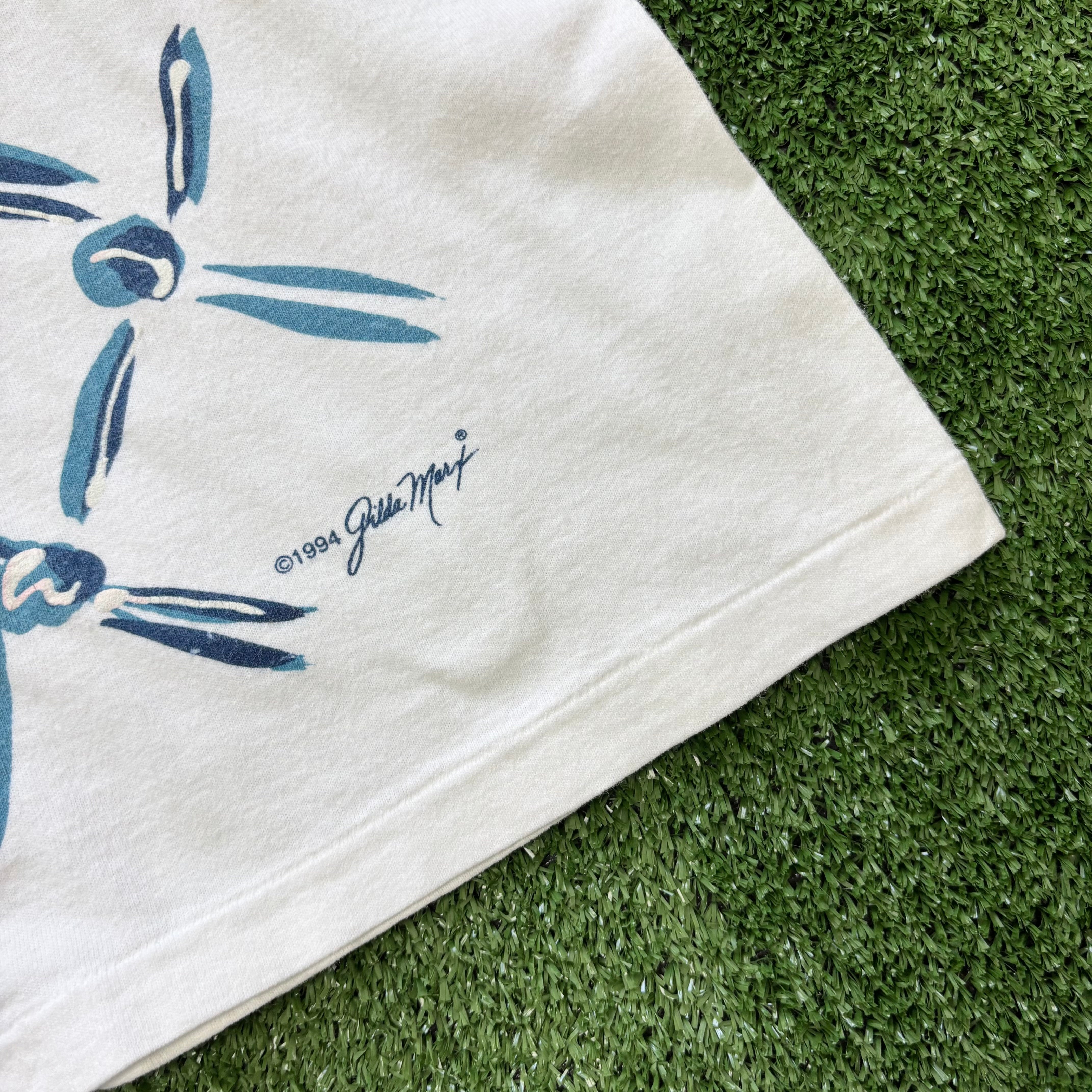 Vintage T Shirt Mens Large White Single Stitch Graphic Print 90s Art (E)