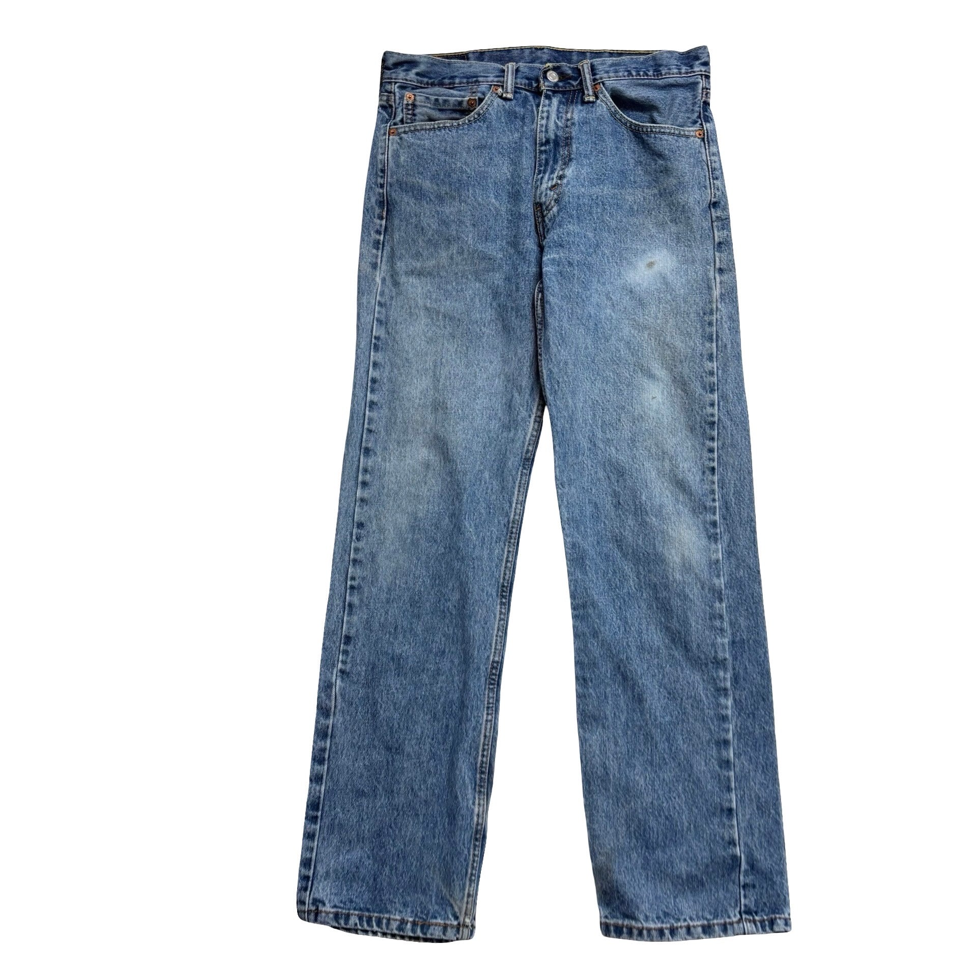 Levis 505 Jeans W32 L32 Mens Mid Blue Regular Straight Fit Denim (F)
