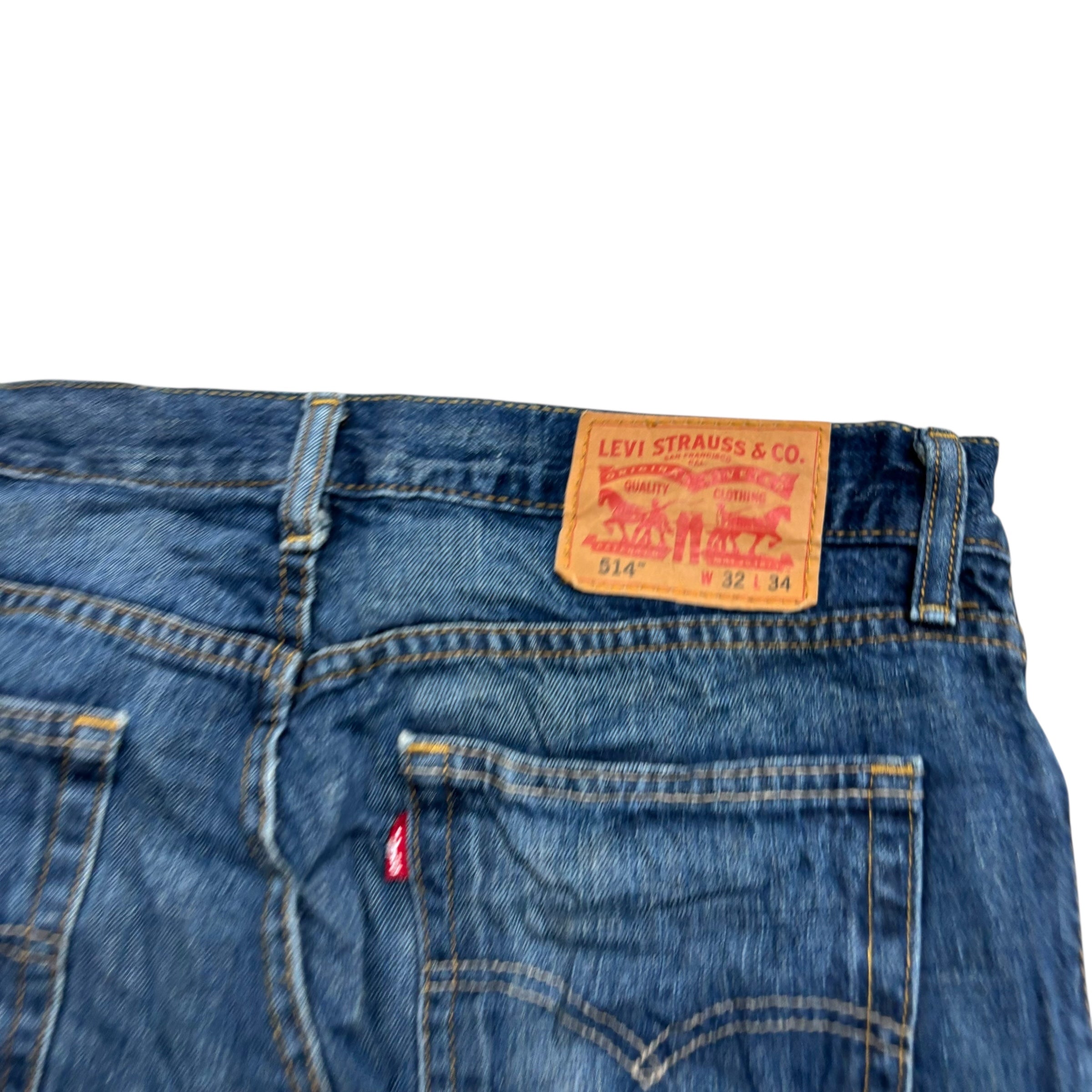 Levis 514 Jeans W32 L34 Mens Dark Blue Regular Straight Fit Vintage Denim