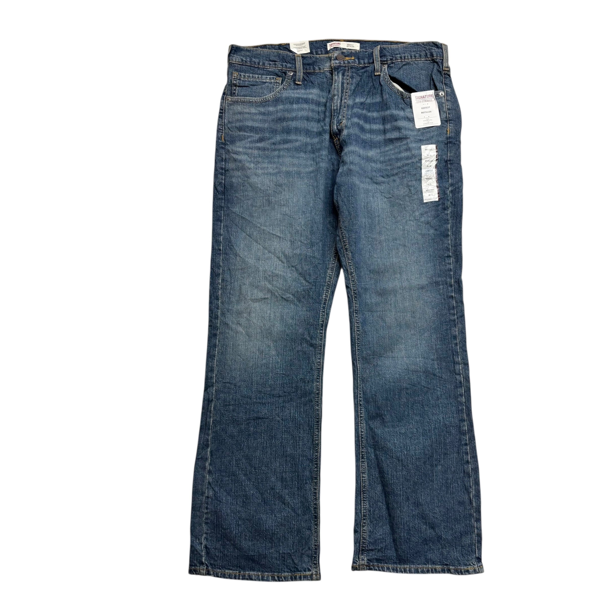 Levis Signature Jeans W36 L30 Mens Mid Blue Regular Bootcut Fit Stretch (E)