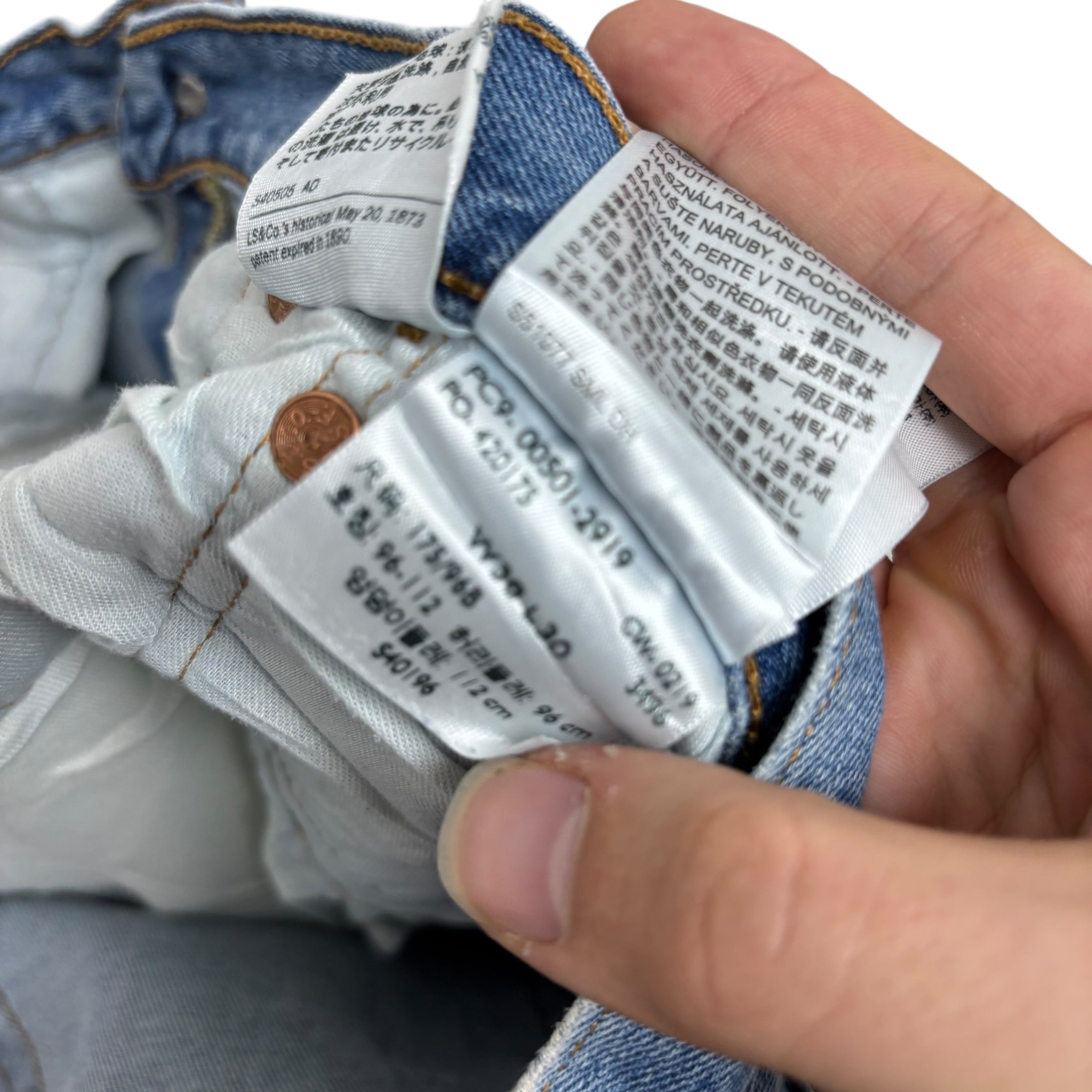 Levis 501 Jeans W38 L26 Mens Light Blue Regular Straight Fit Stretch Denim