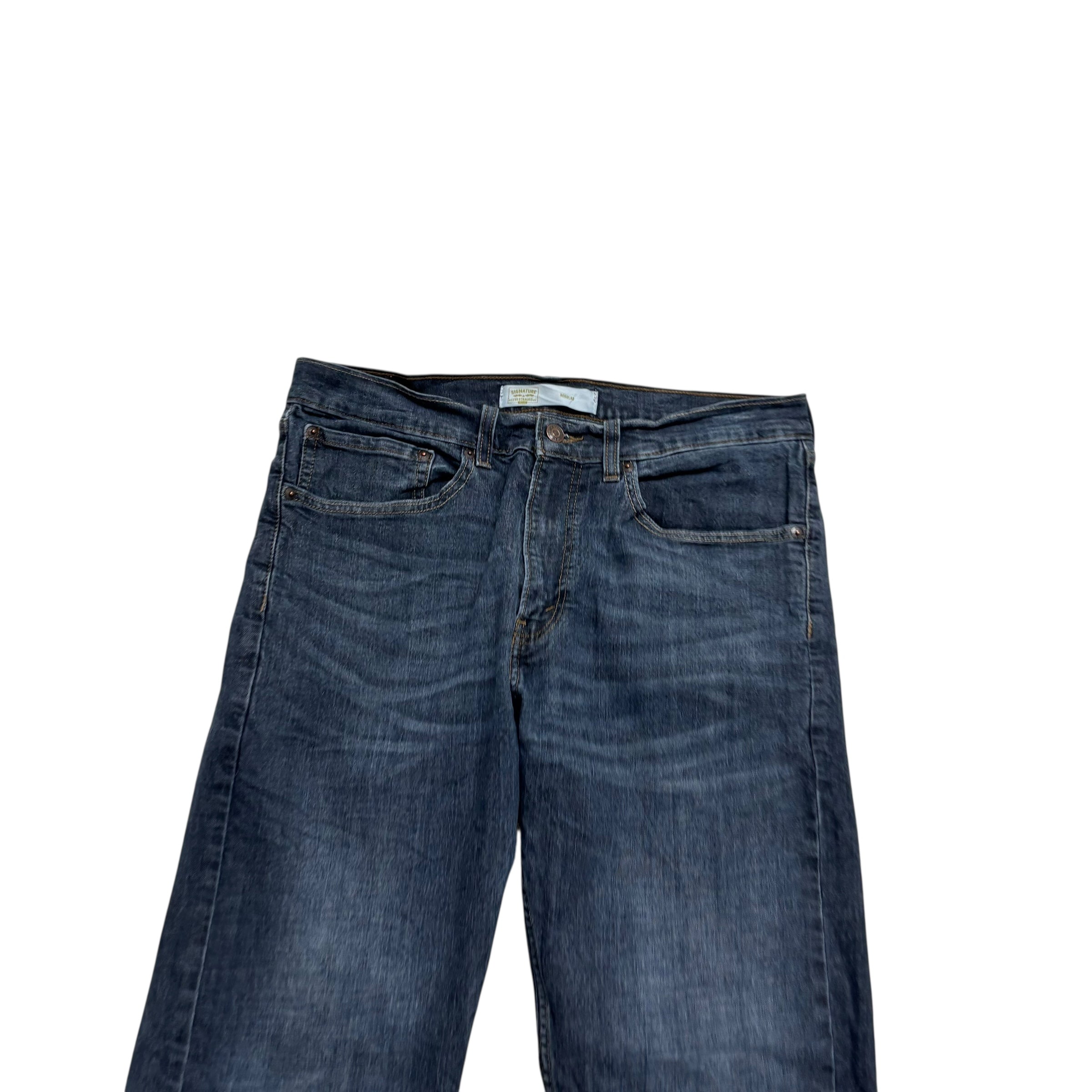 Levis Signature Jeans W34 L33 Mens Dark Blue Regular Straight Stretch Denim (E)