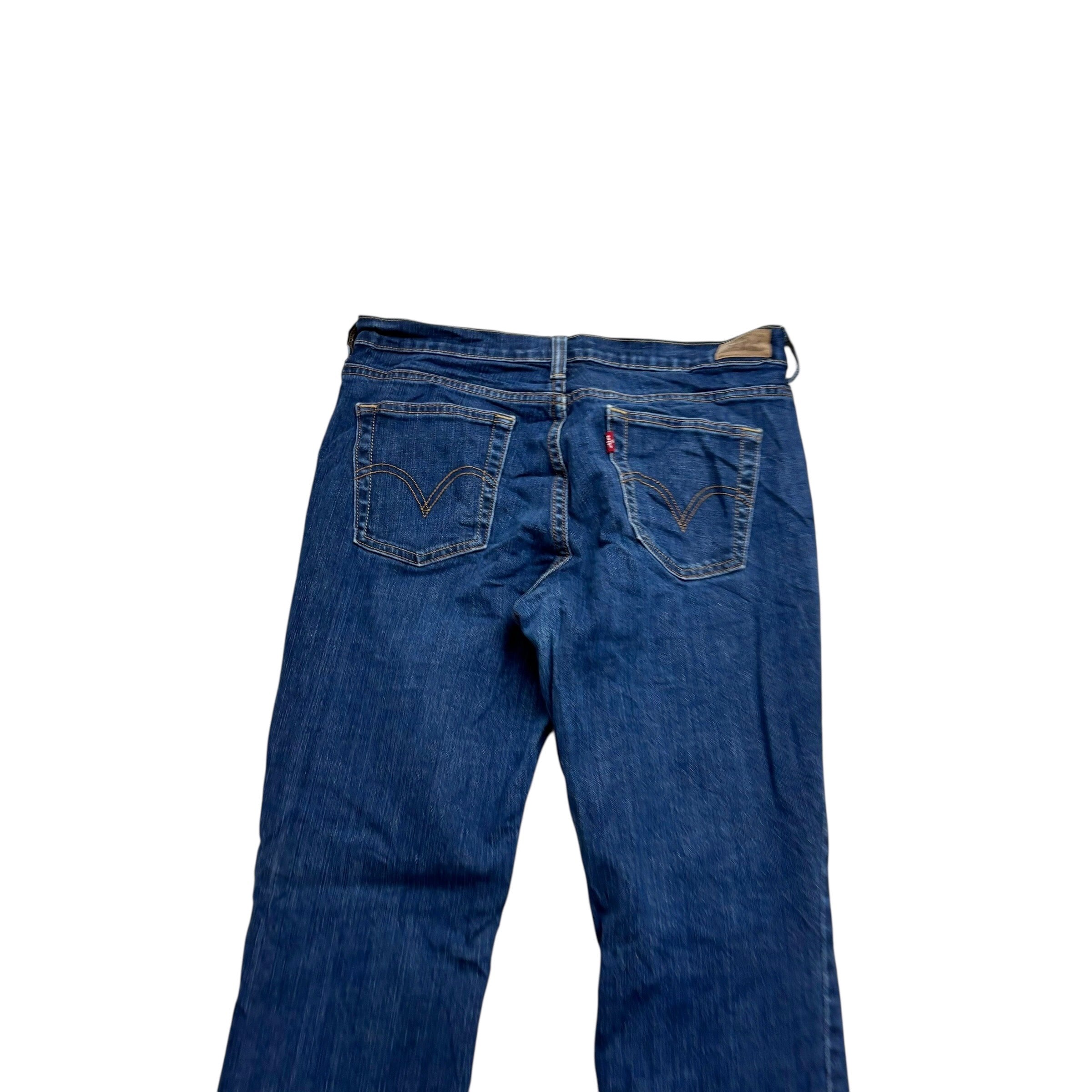 Levis 505 Jeans W30 L31 Womens Regular Straight Dark Blue Stretch Denim (E)