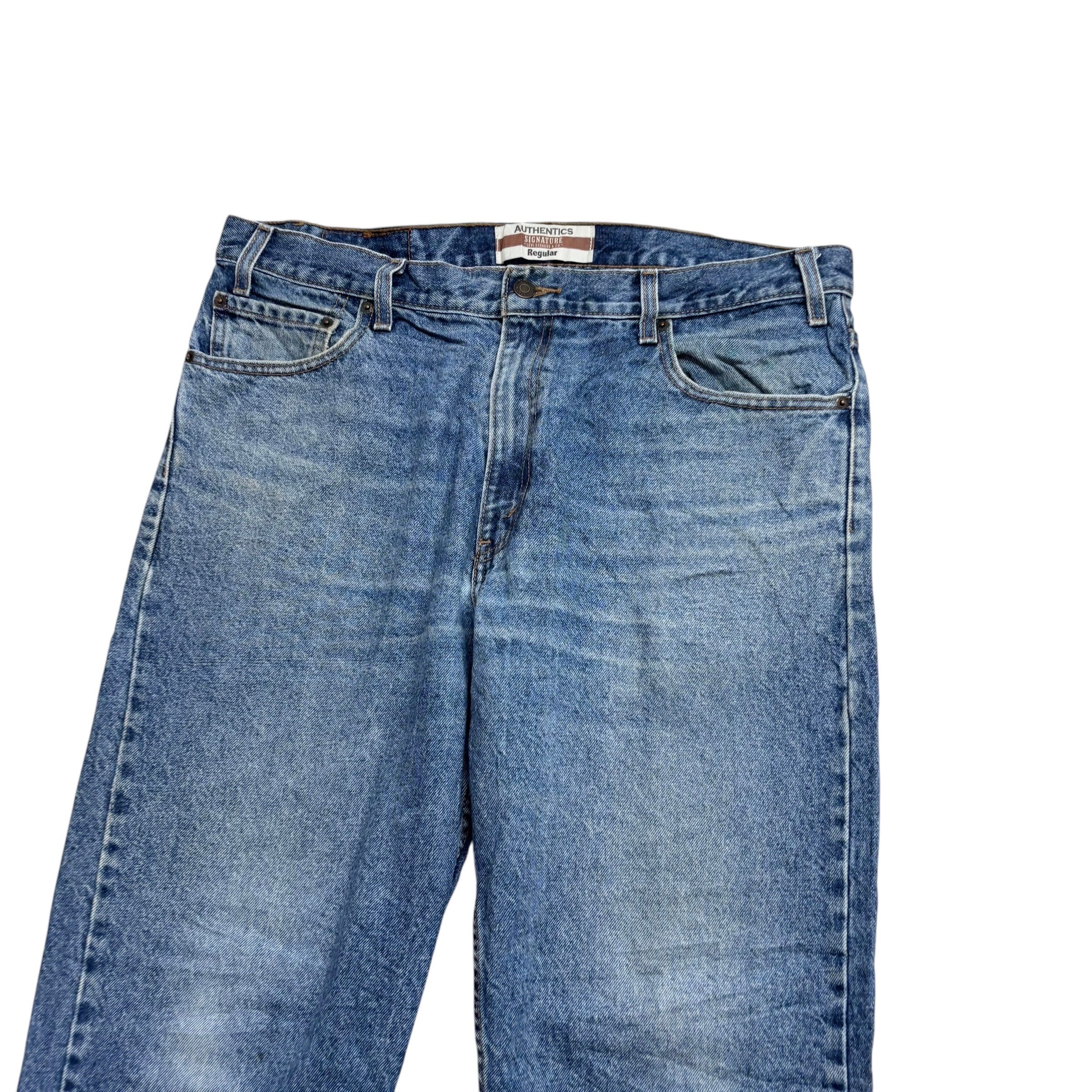 Levis Signature Jeans W36 L30 Mens Mid Blue Regular Straight Vintage Denim (F)