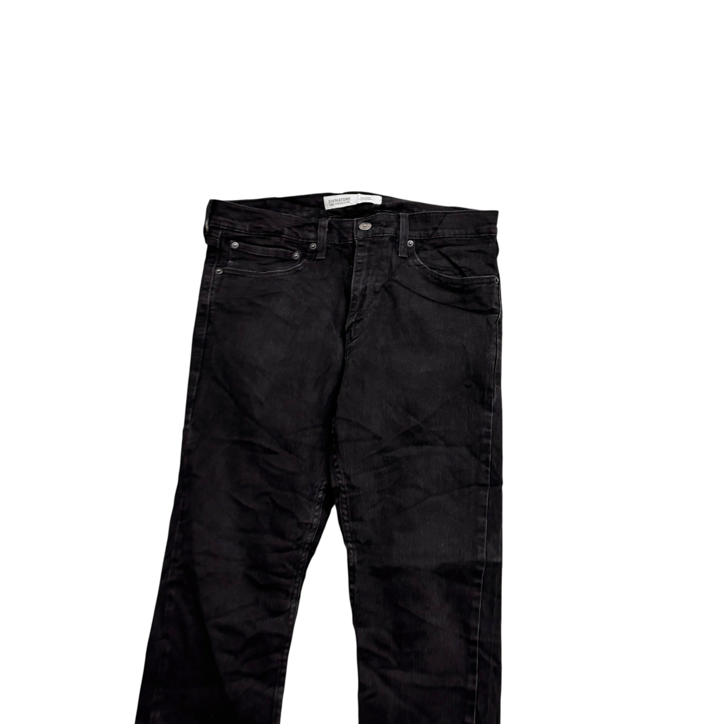 Levis Signature Jeans W34 L30 Mens Black Skinny Fit Stretch Denim (E)