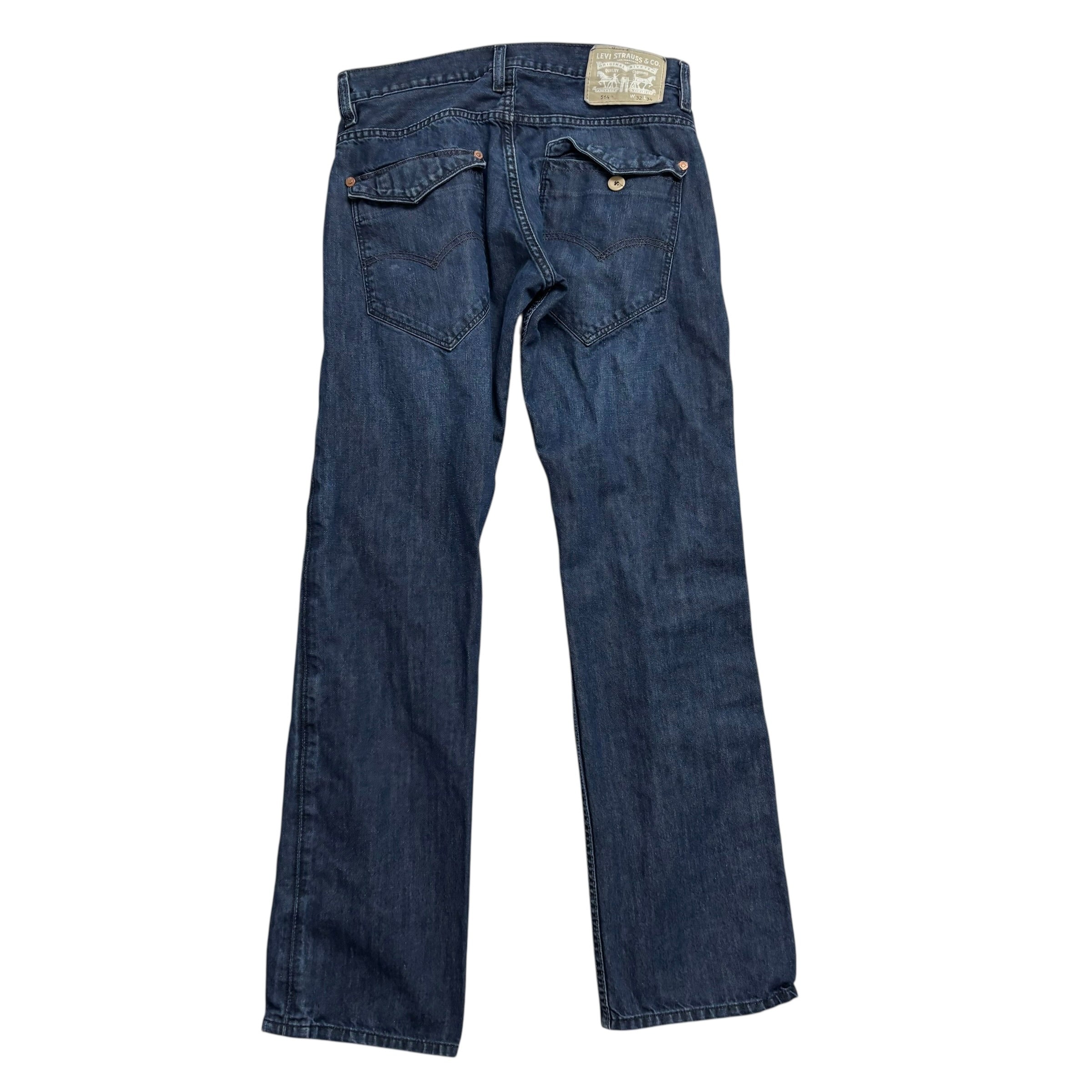 Levis 514 Jeans W32 L34 Mens Dark Blue Regular Straight Fit Denim (E)