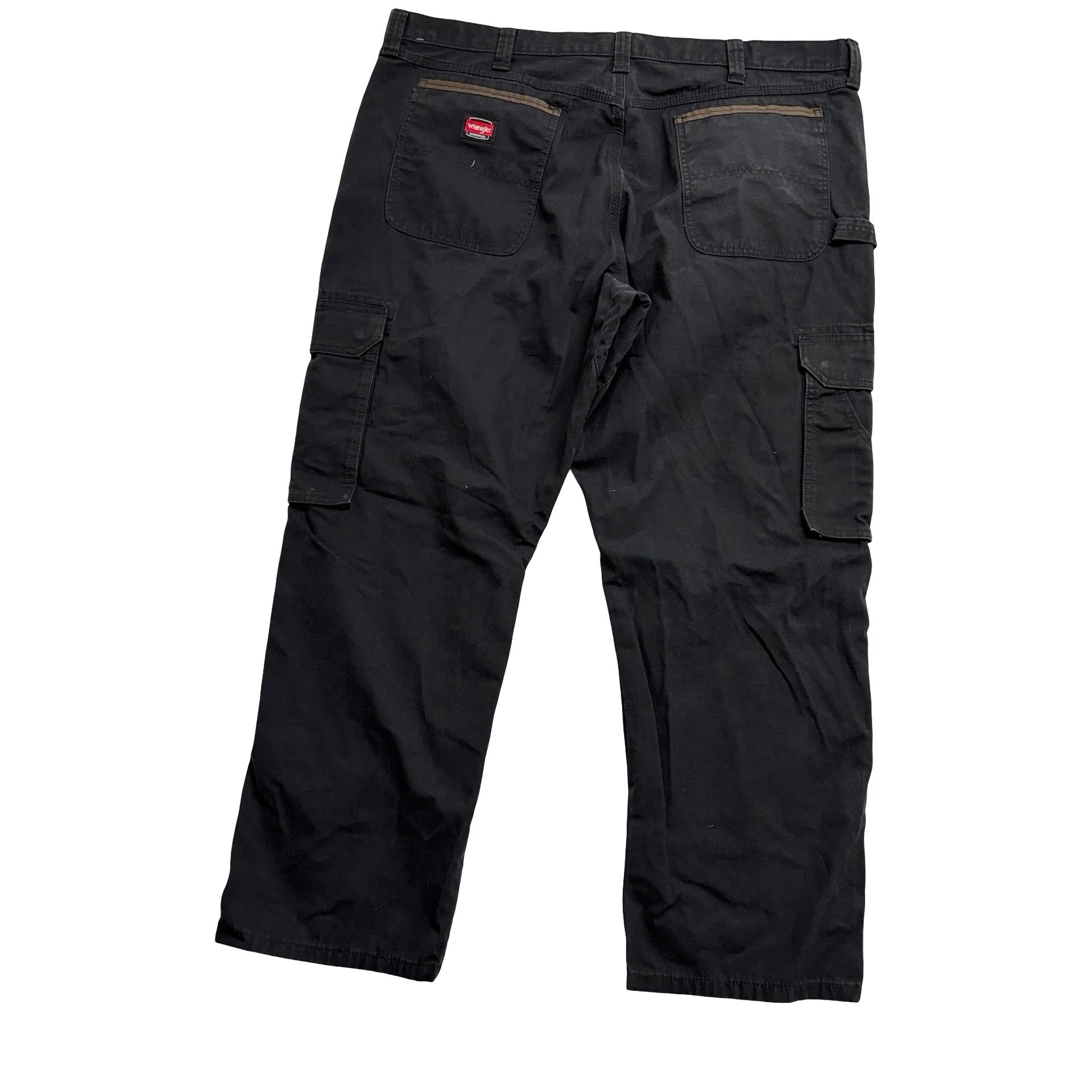 Wrangler Cargo Trousers W42 L30 Mens Black Relaxed Straight Fit Pants (E)