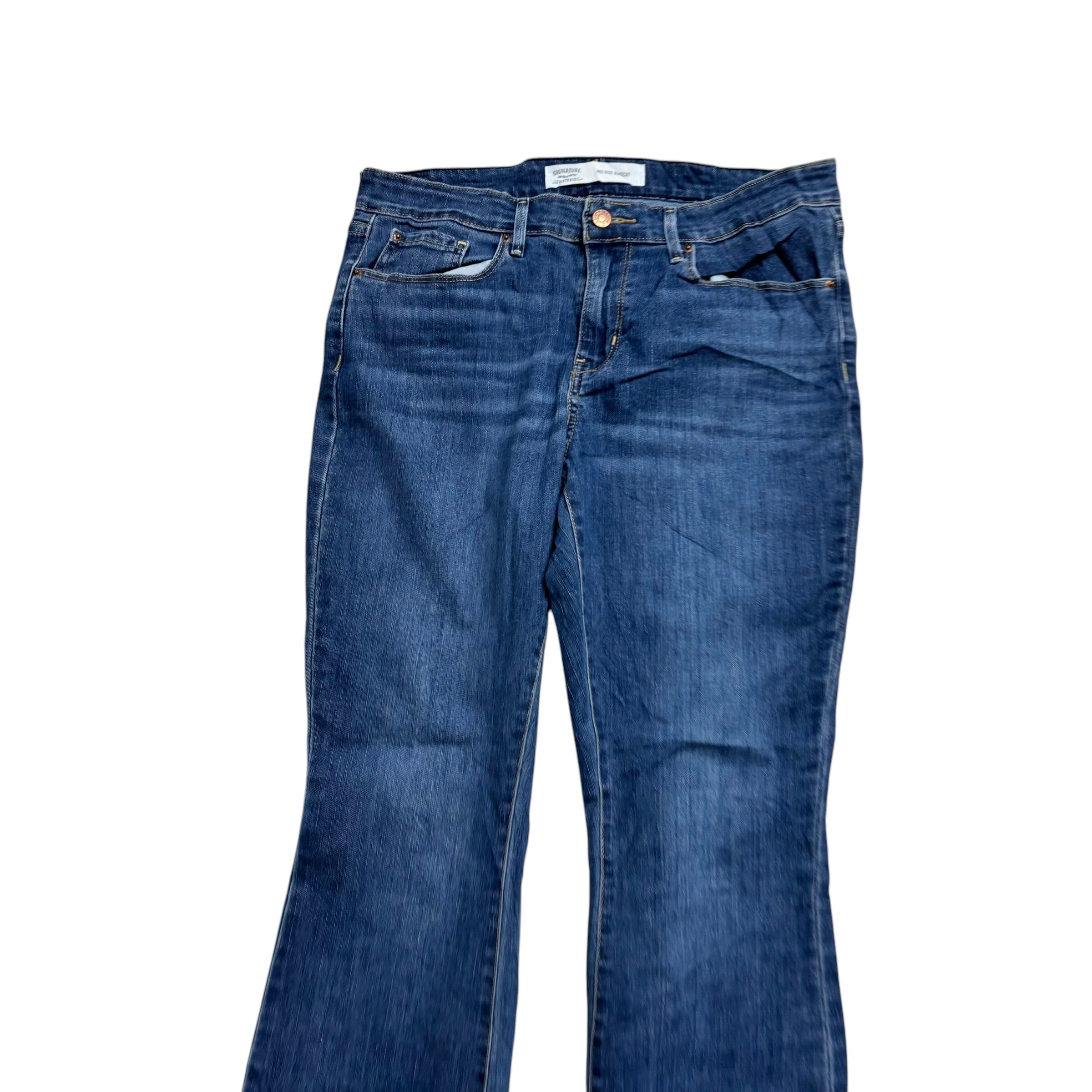 Levis Signature Jeans W31 L30 Womens Bootcut Fit Mid Blue Stretch Denim (E)