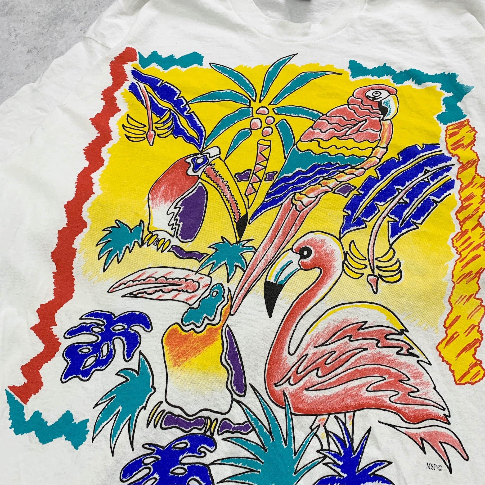 Vintage T Shirt Mens XXL White Single Stitch Graphic Print 90s Nature Tourist