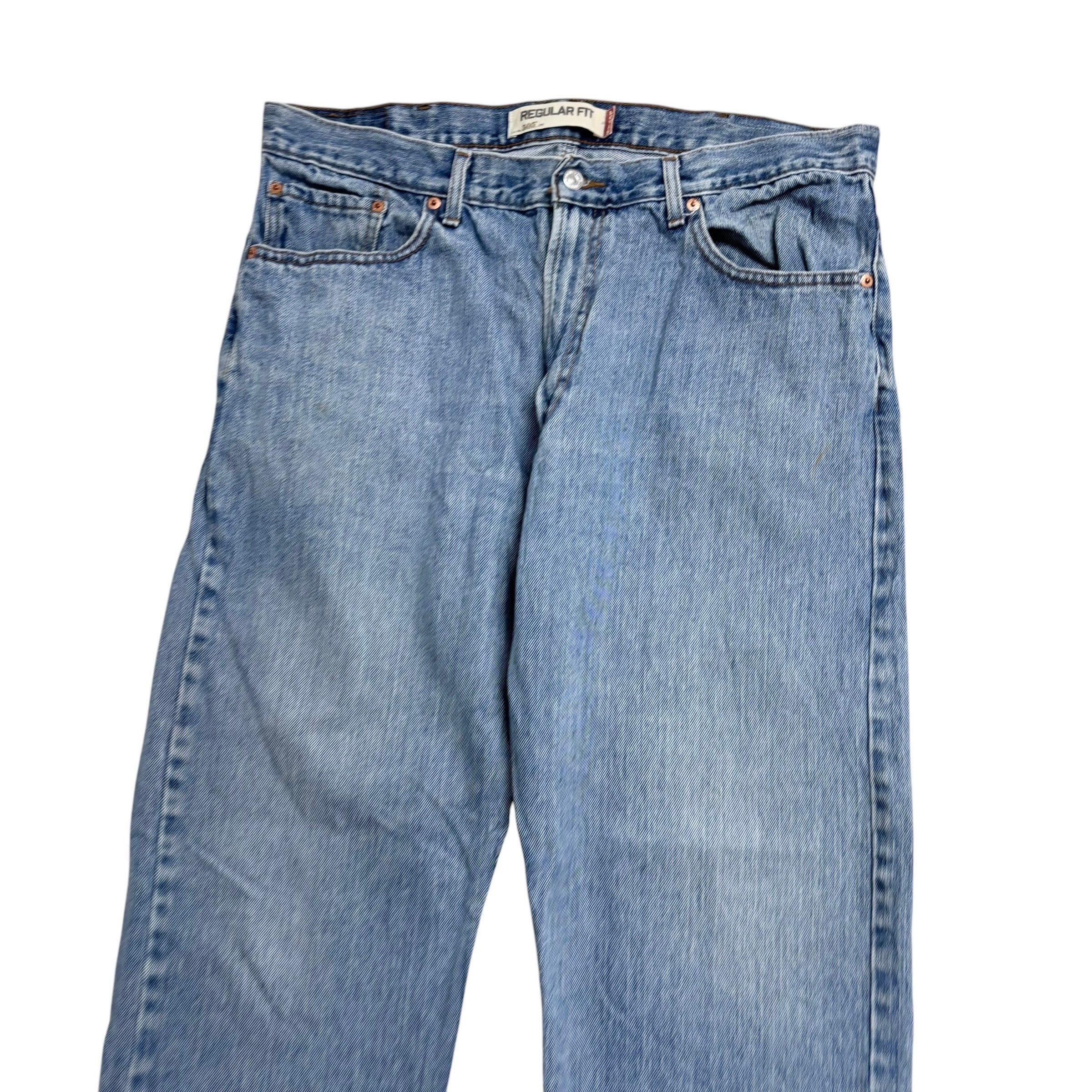 Levis 505 Jeans W38 L32 Mens Light Blue Regular Straight Fit Vintage Denim (E)