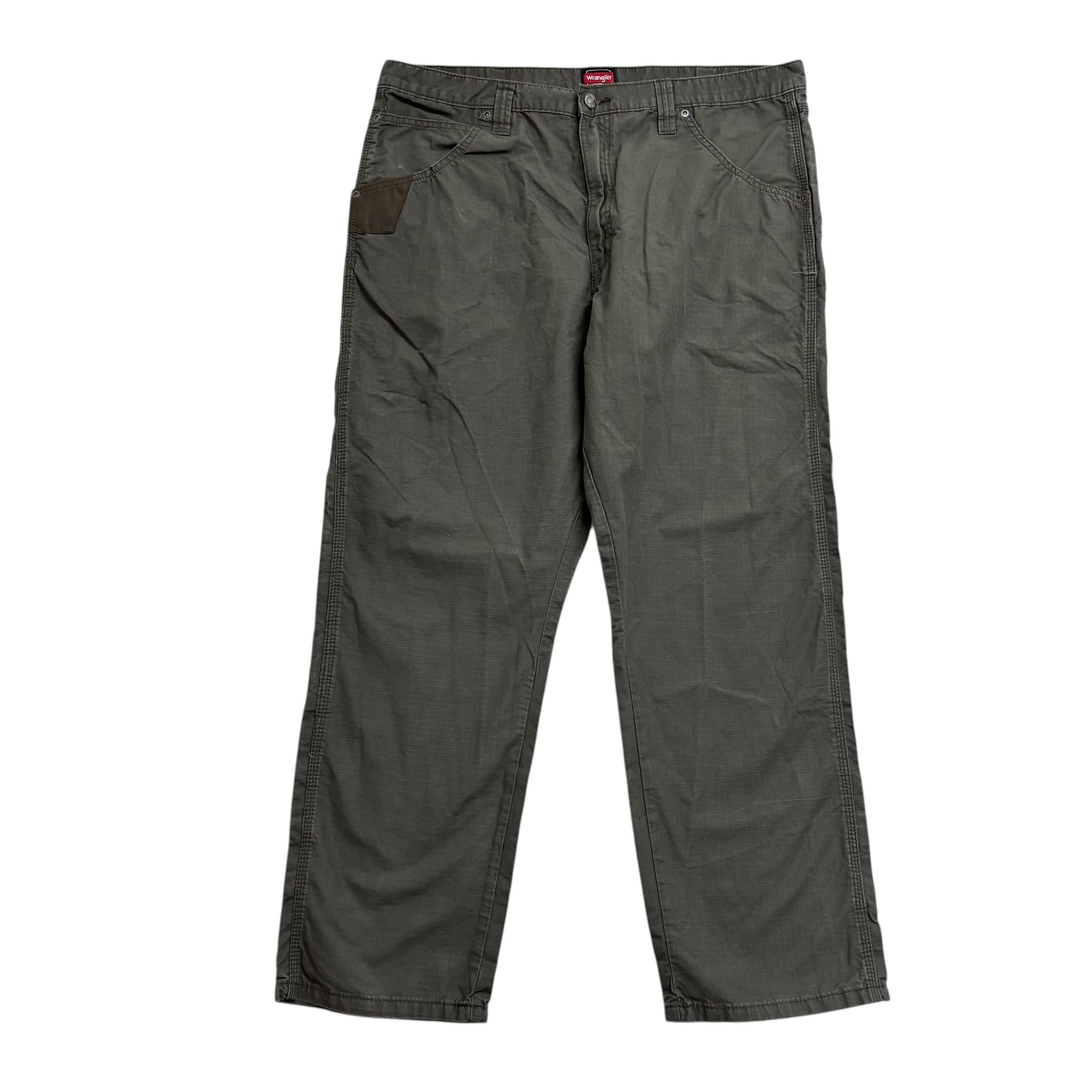 Wrangler Carpenter Pants W40 L30 Mens Green Relaxed Straight Fit Trousers (E)