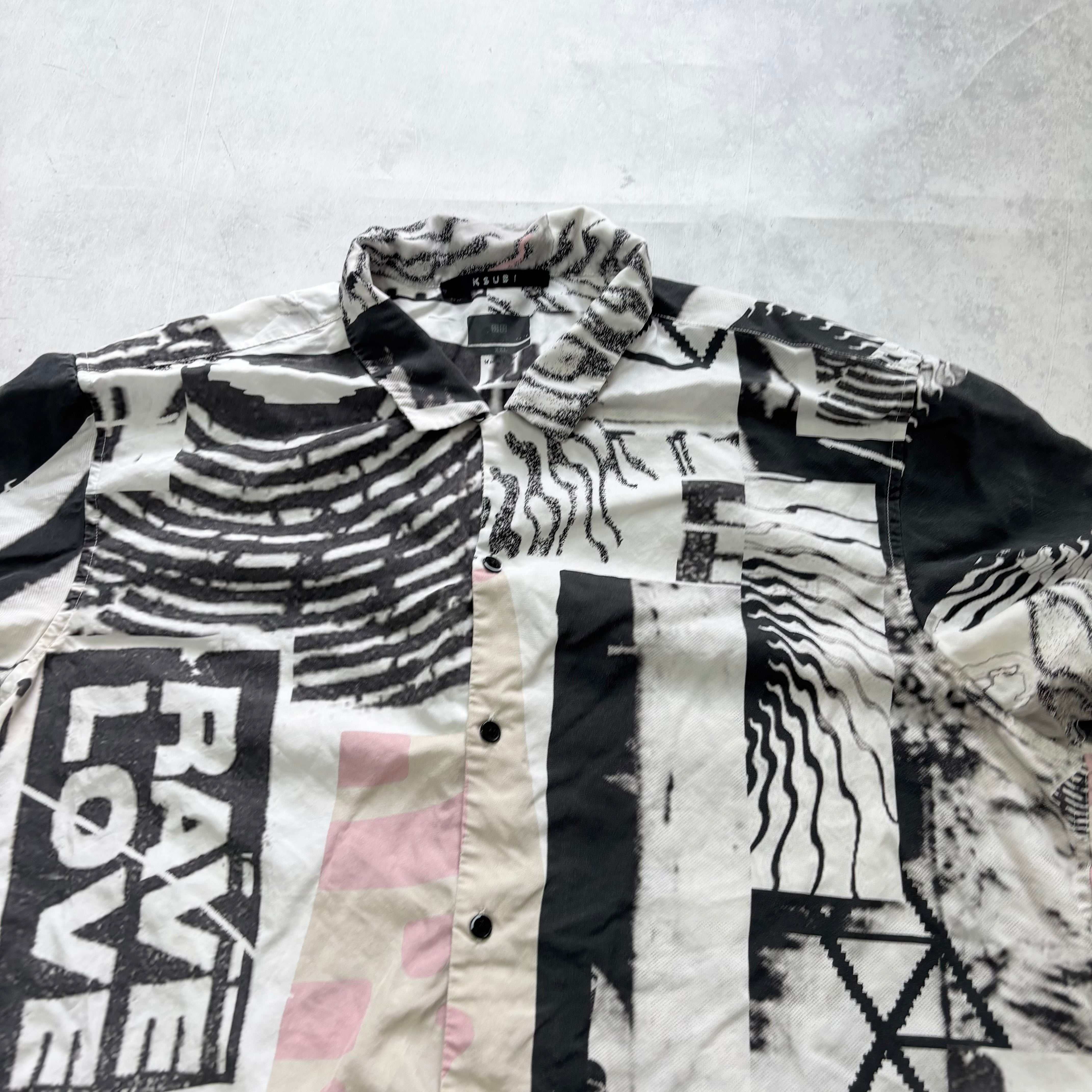 Ksubi Shirt Mens XXL White Funky Rave Short Sleeve Lyocell (E)