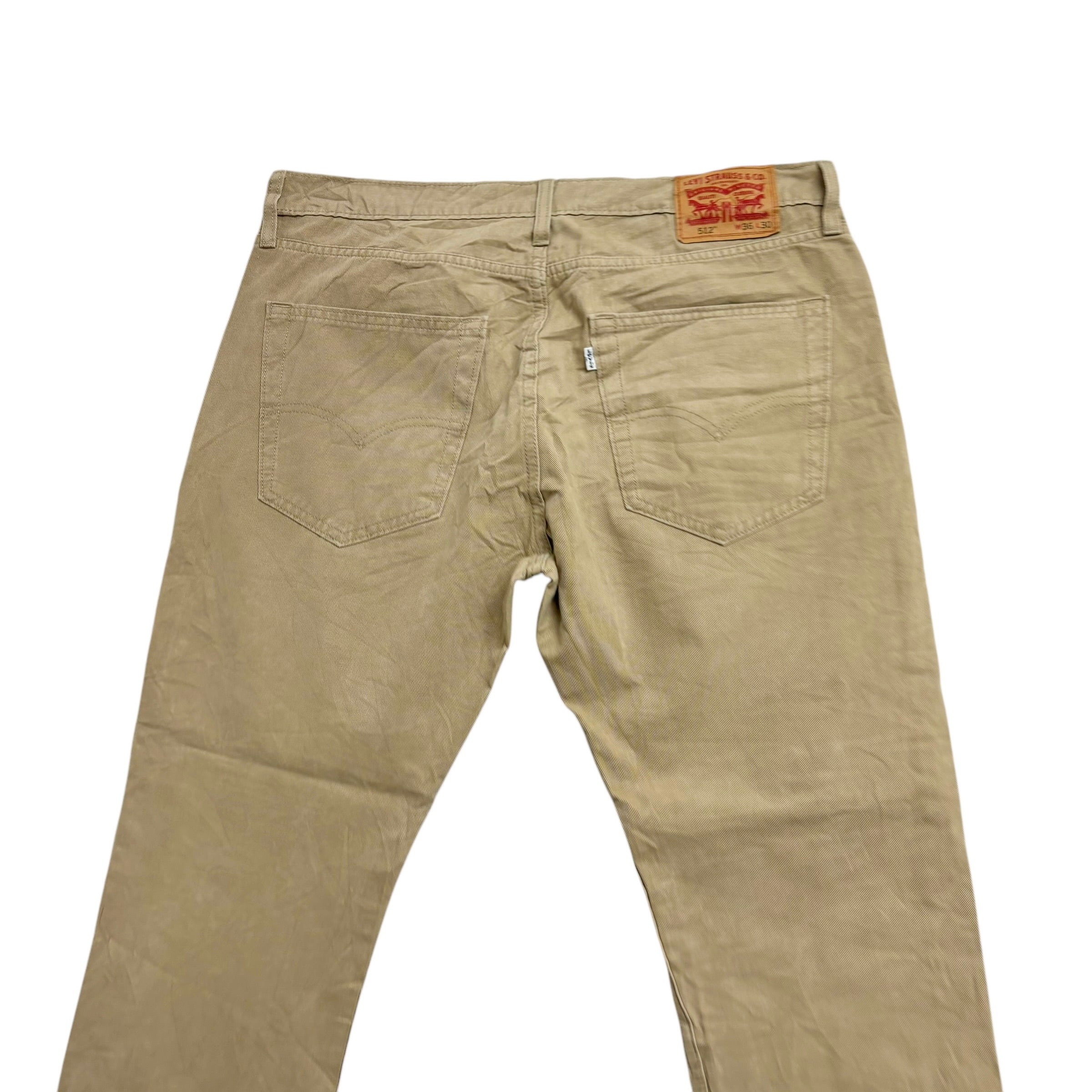 Levis 512 Trousers W36 L30 Mens Beige Slim Tapered Fit Stretch Pants