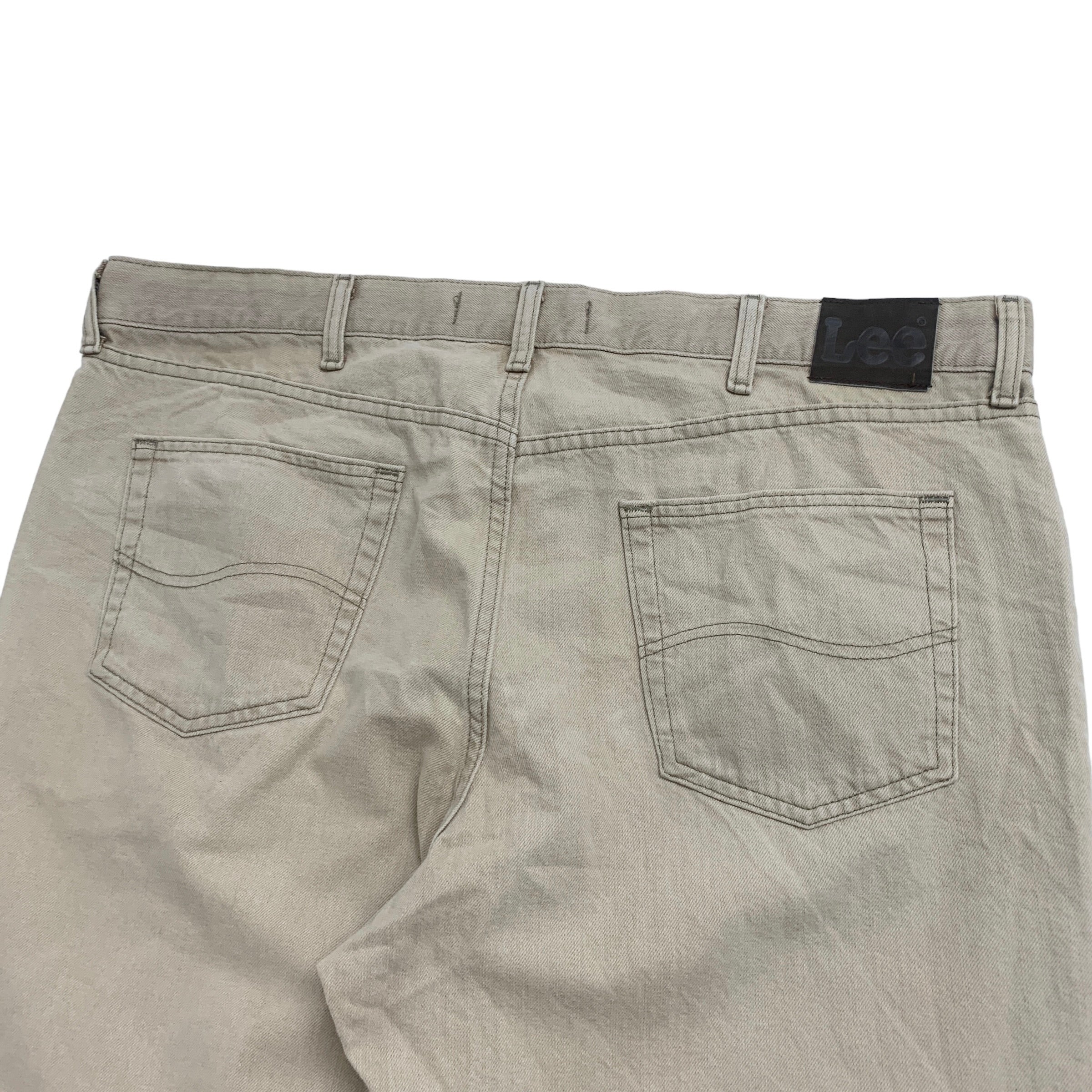 Lee Jeans W42 L30 Mens Stone Beige Regular Straight Fit Vintage Denim