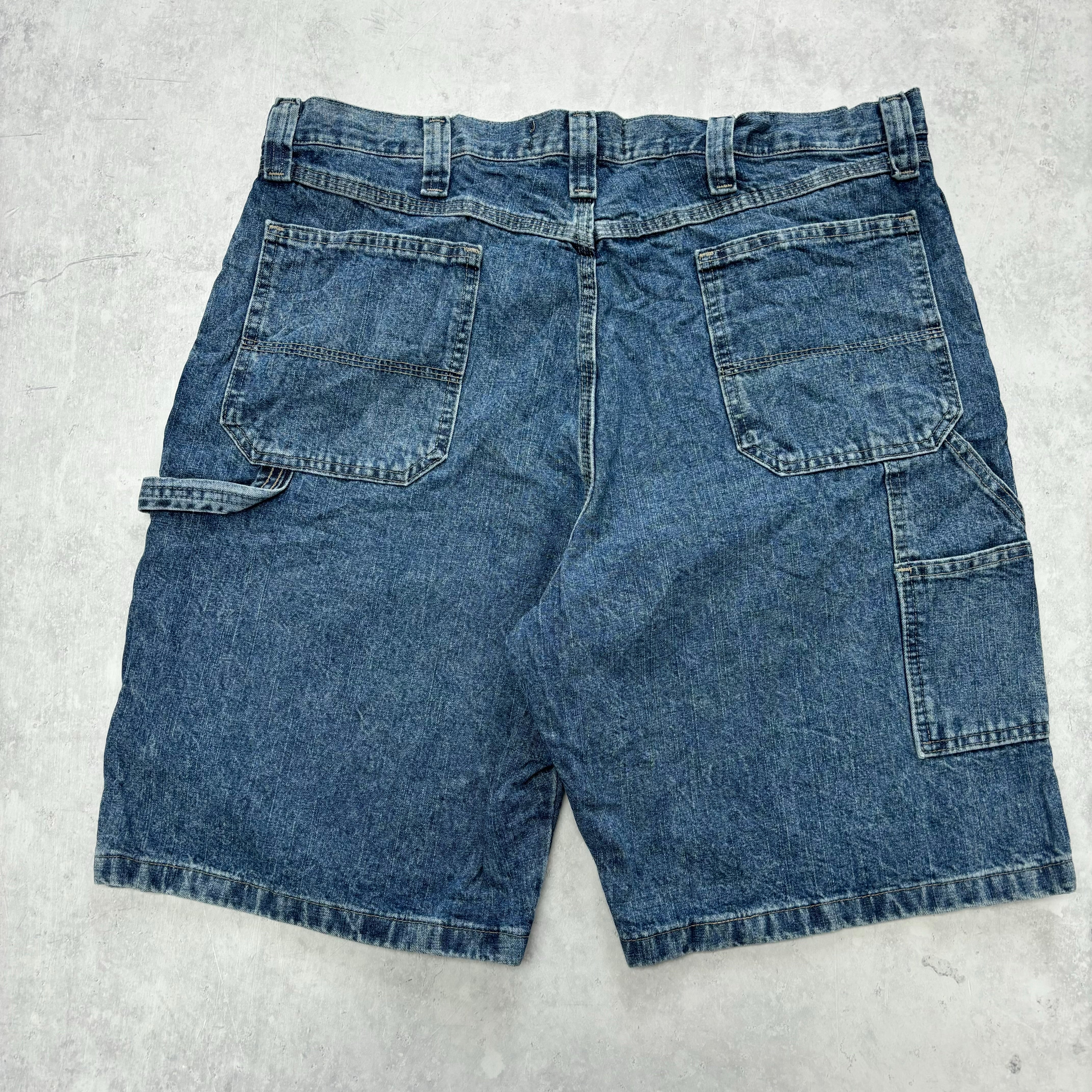 Vintage Wrangler Jorts W38 Mens Denim Shorts Mid Blue Baggy Relaxed Carpenter