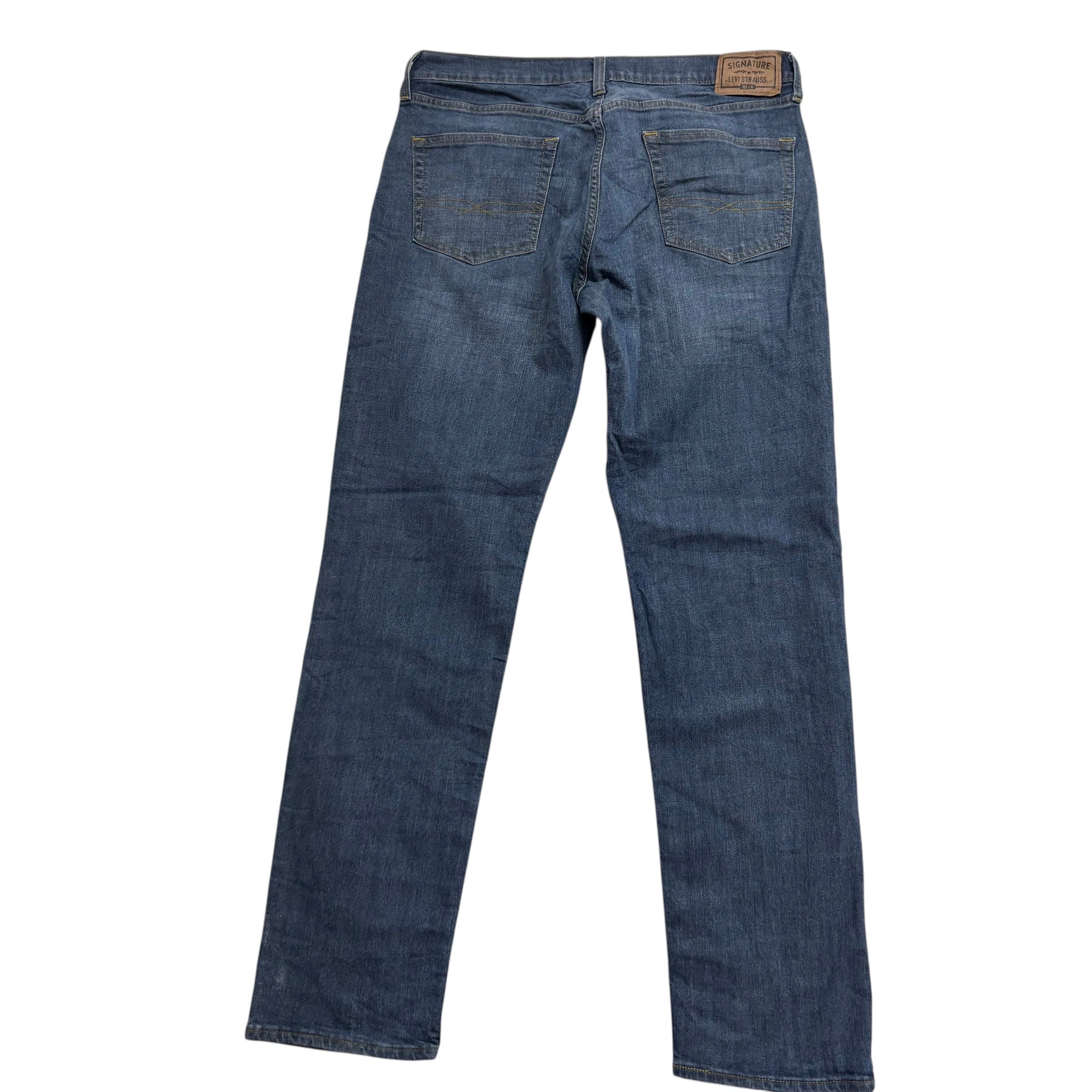 Levis Signature Jeans W34 L34 Mens Dark Blue Regular Straight Stretch Denim (E)