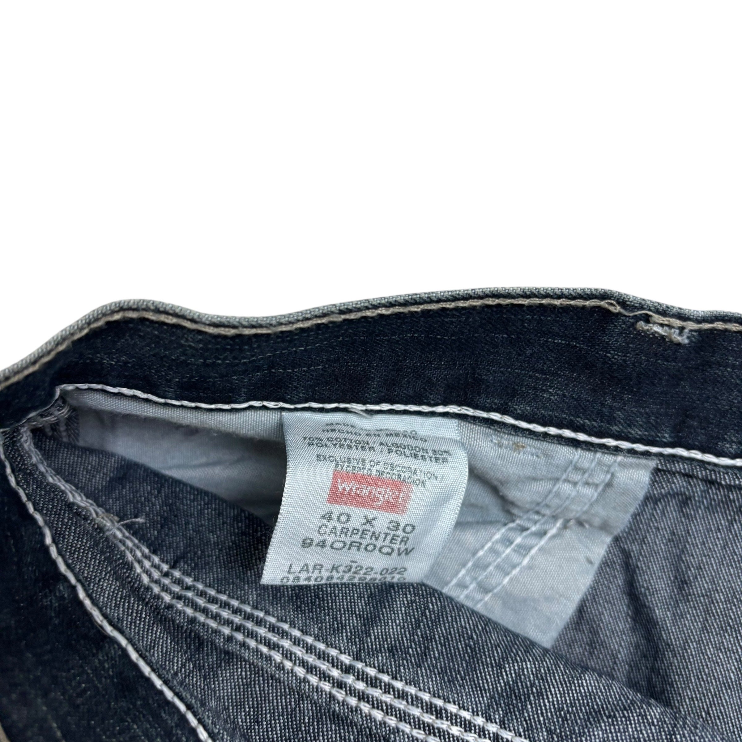 Wrangler Carpenter Jeans W40 L30 Mens Dark Blue Relaxed Straight Fit Denim (F)