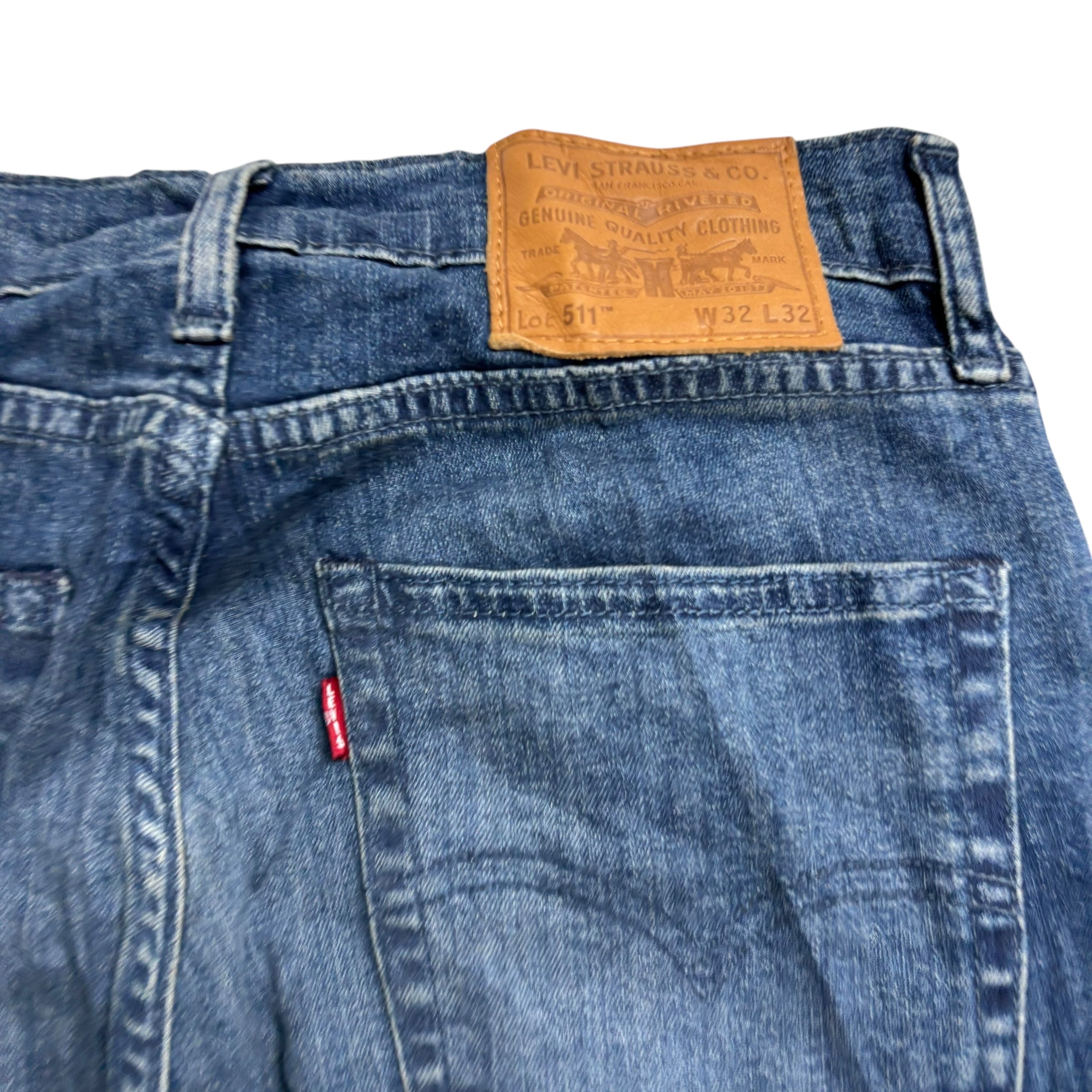Levis 511 Jeans W30 L32 Mens Mid Blue Slim Fit Stretch Premium Denim (E)
