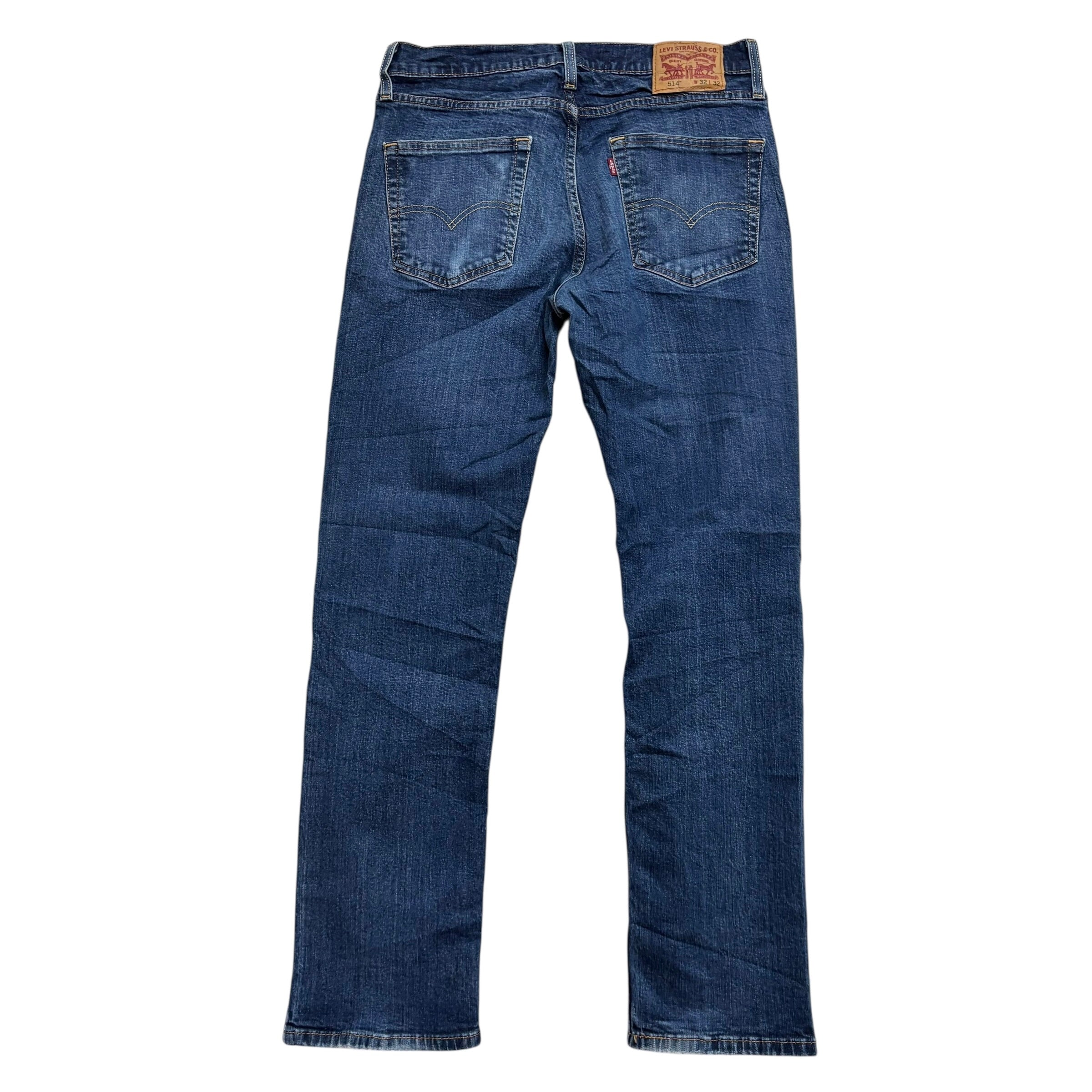 Levis 514 Jeans W32 L32 Mens Mid Blue Regular Straight Fit Stretch Denim