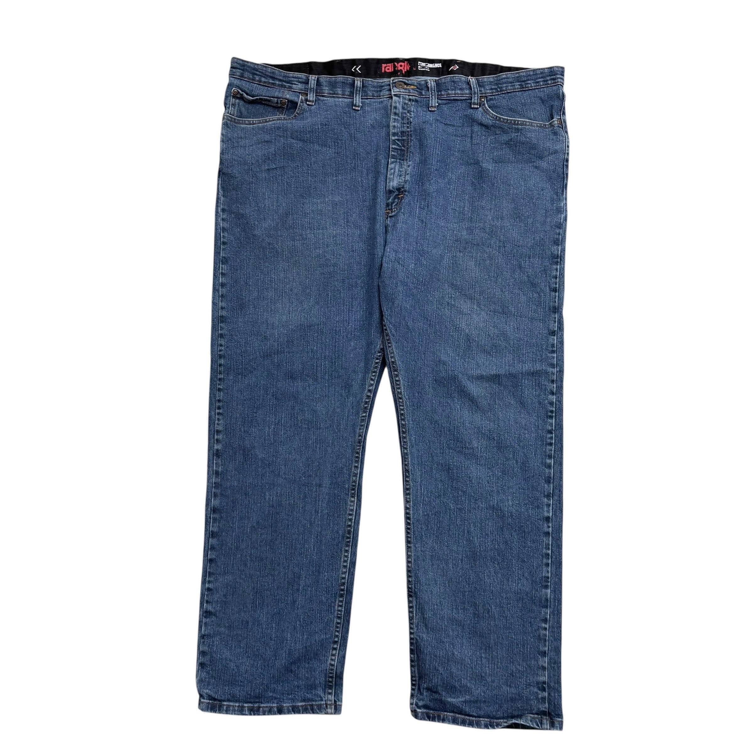 Wrangler Jeans W48 L30 Mens Mid Blue Regular Straight Fit Stretch Denim