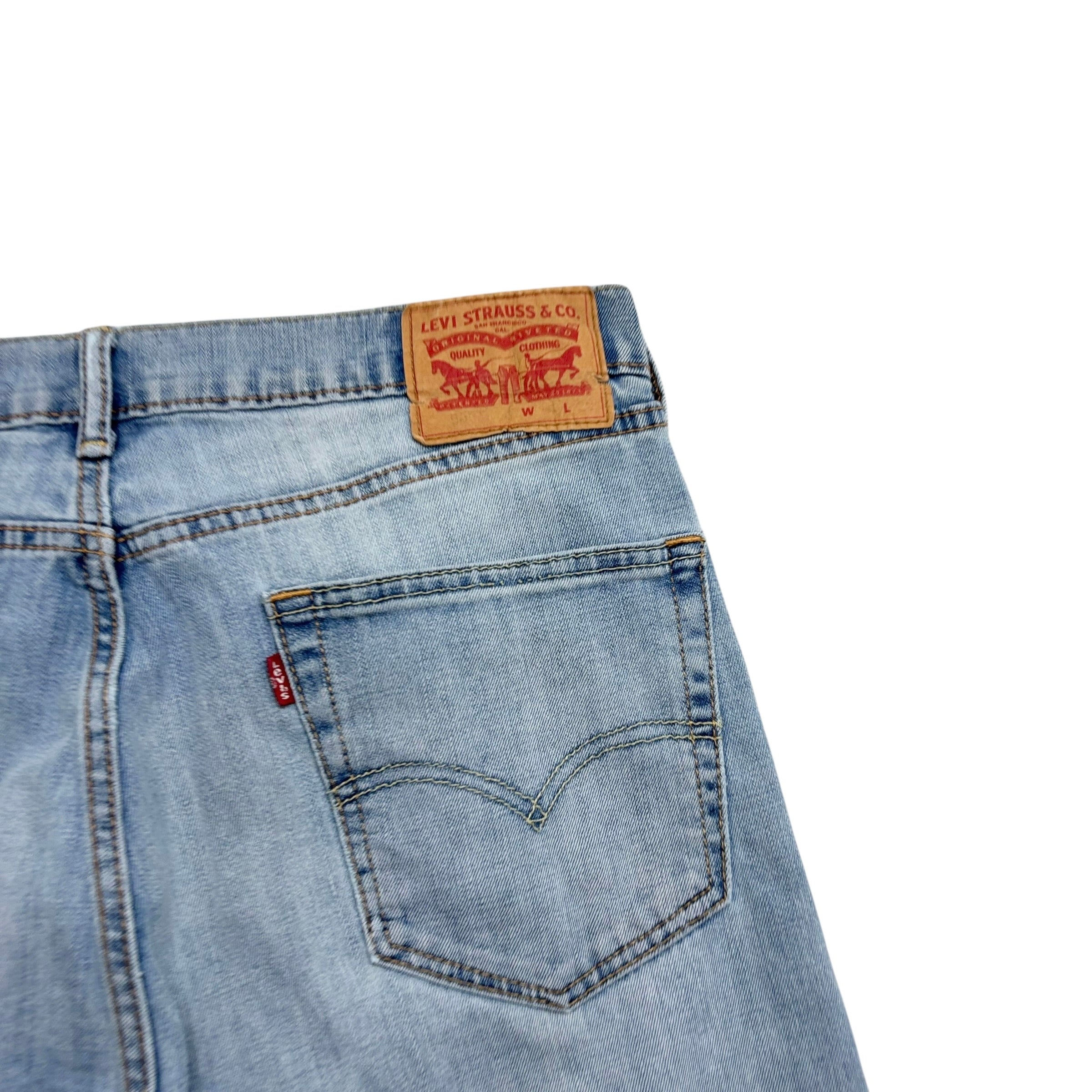 Levis 505 Jeans W34 L30 Mens Light Blue Regular Straight Fit Stretch Denim (E)