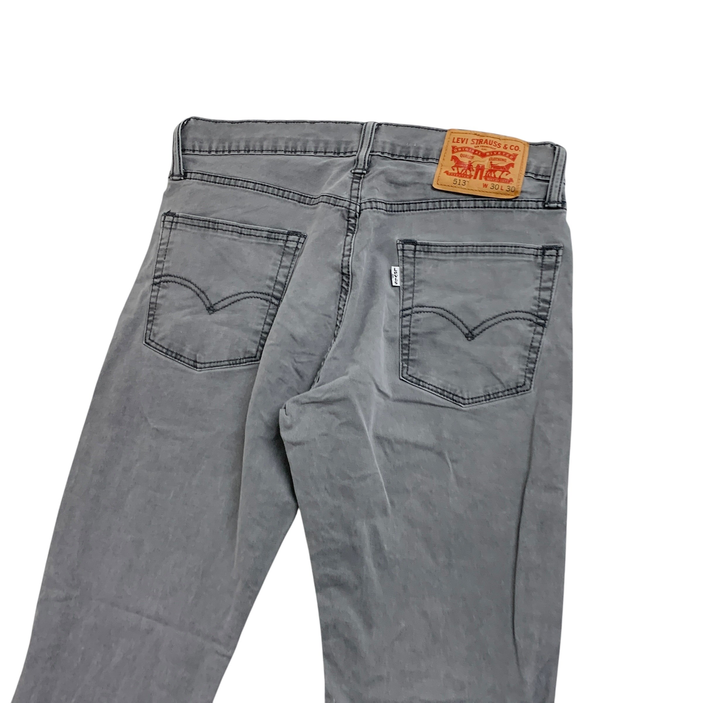 Levis 513 Trousers W30 L30 Mens Grey Slim Straight Fit Cotton Pants