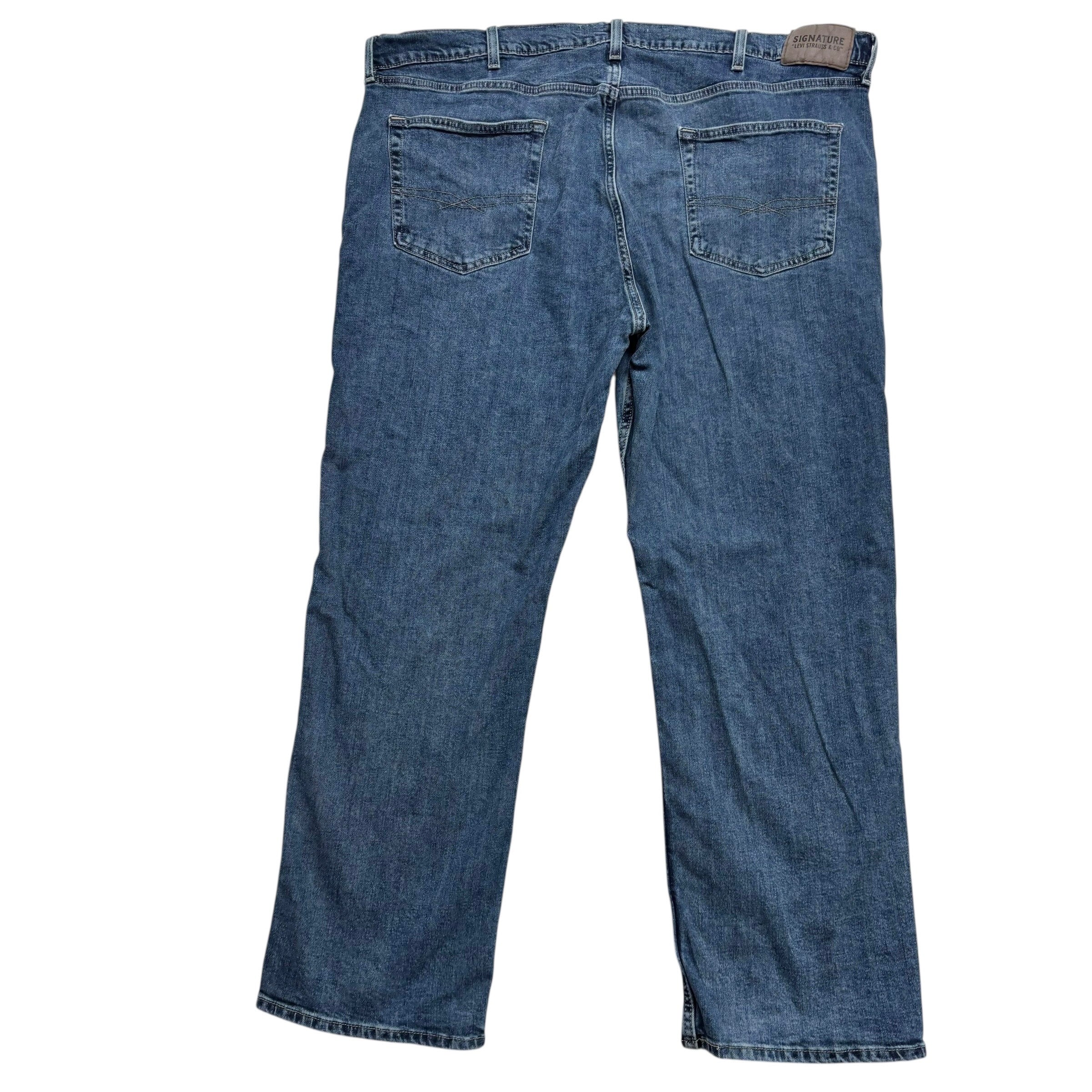 Levis Signature Jeans W46 L30 Mens Mid Blue Relaxed Fit Stretch Denim (E)