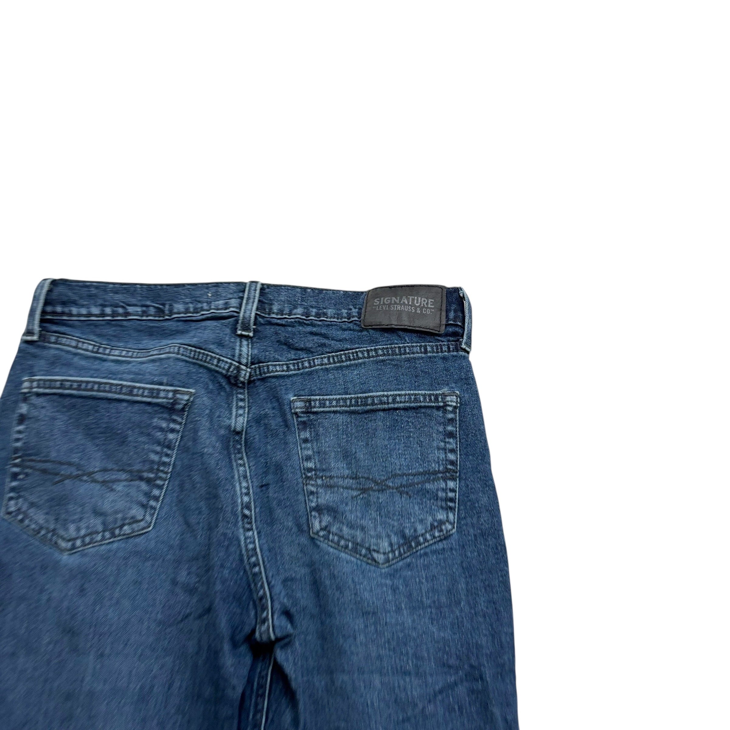 Levis Signature Jeans W30 L31 Mens Navy Blue Athletic Taper Stretch Denim (E)