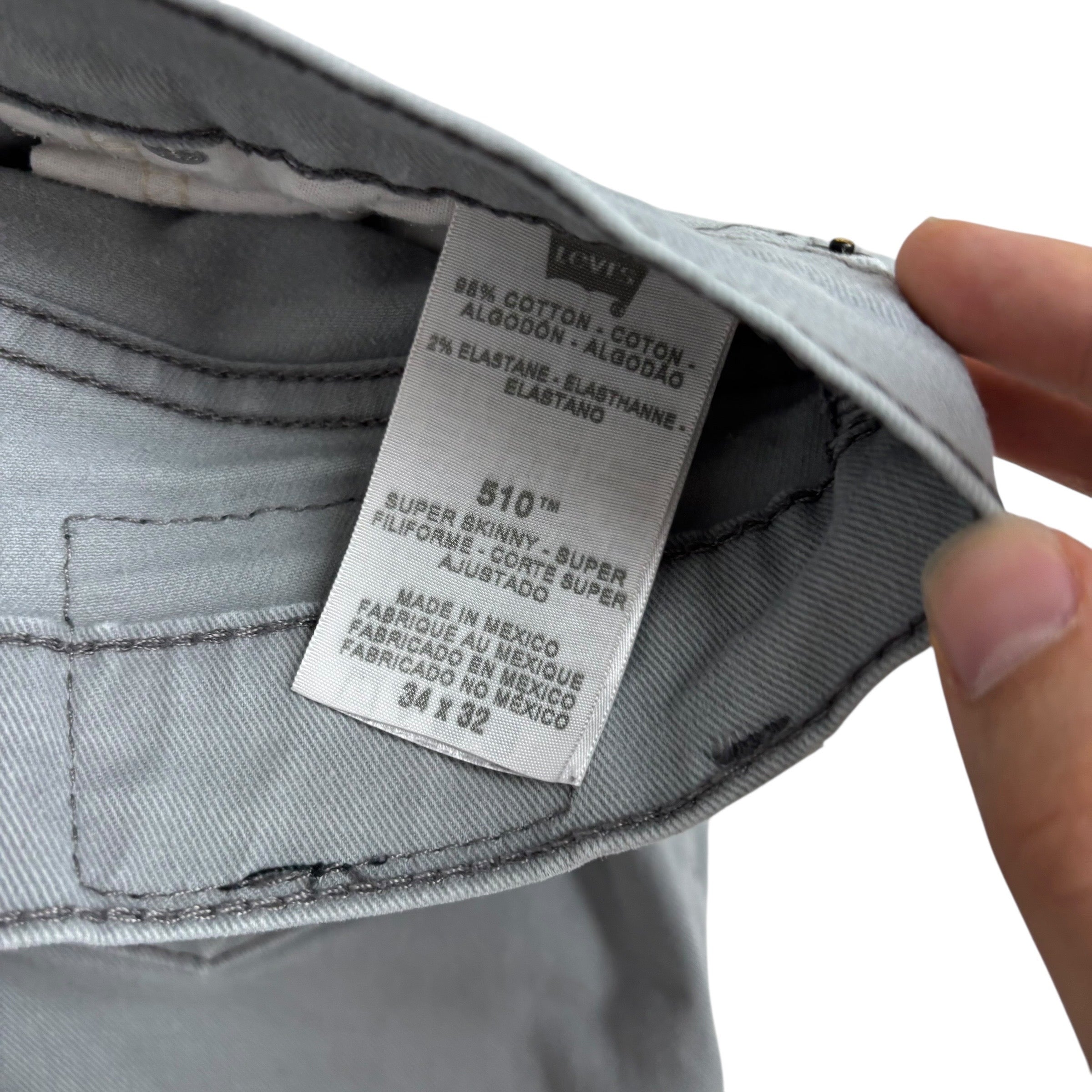 Levis 510 Jeans W33 L32 Mens Blue Skinny Fit Stretch Vintage Denim (E)