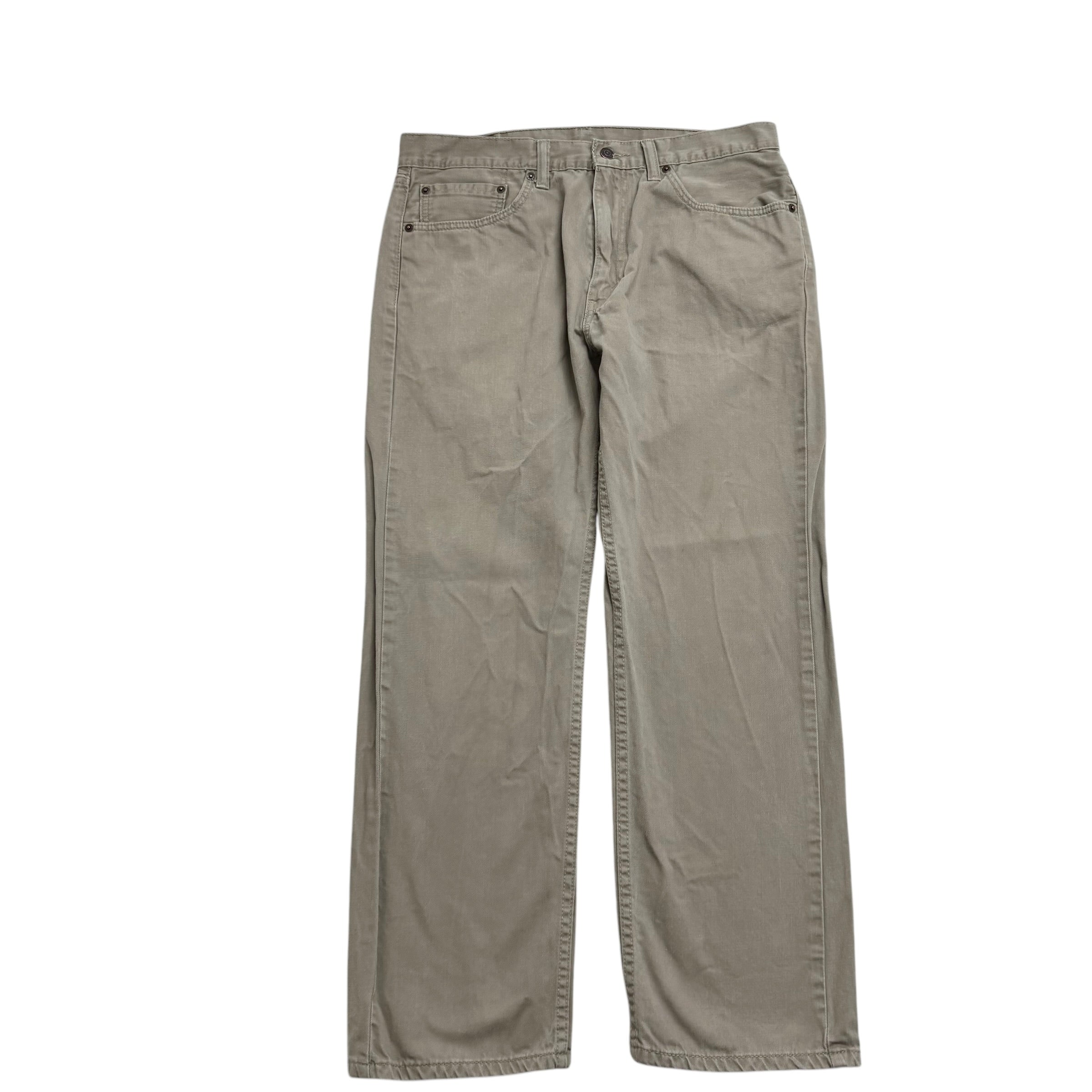 Levis 505 Trousers W34 L30 Mens Beige Regular Straight Fit Cotton Pants (E)