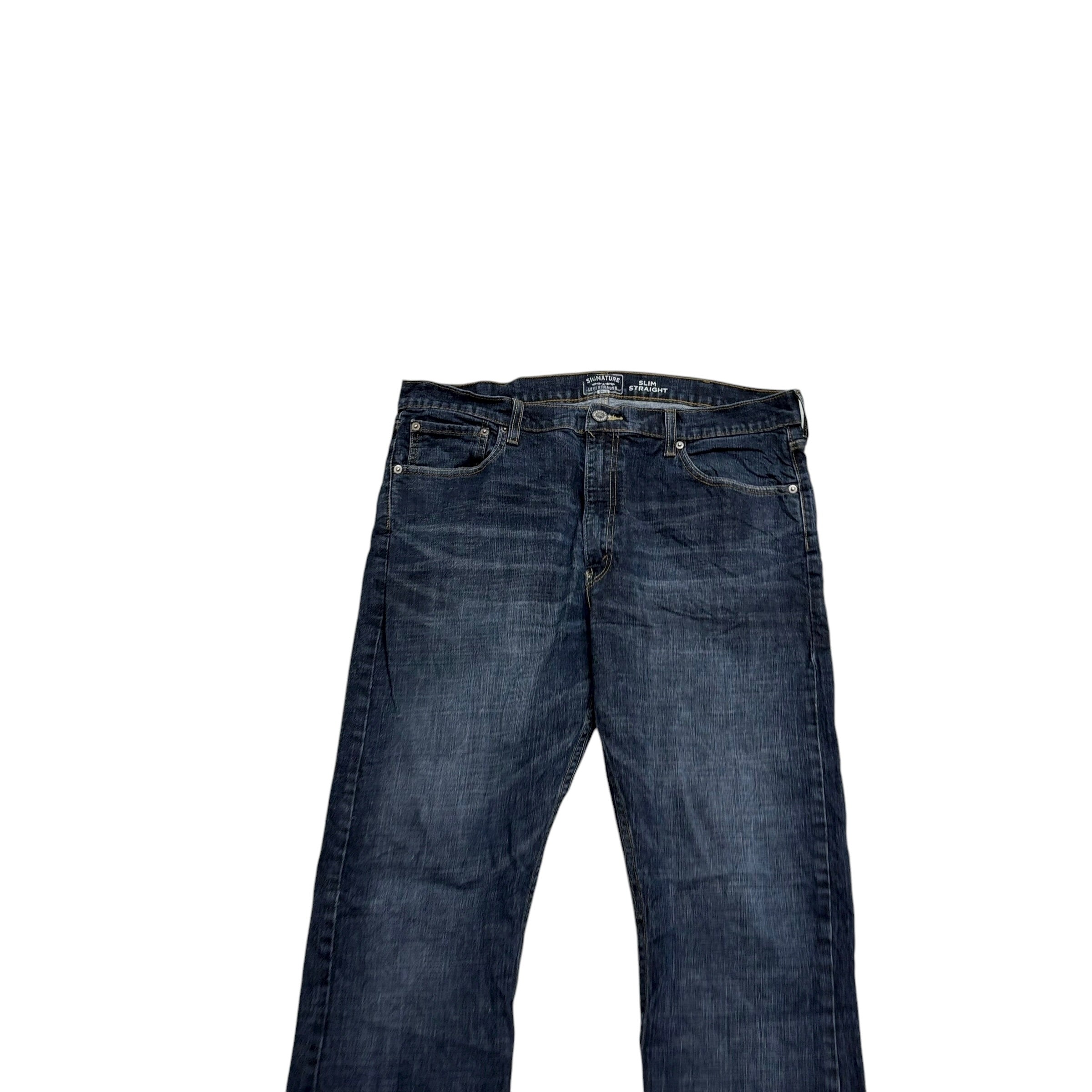 Levis Signature Jeans W38 L34 Mens Dark Blue Slim Straight Fit Stretch (F)