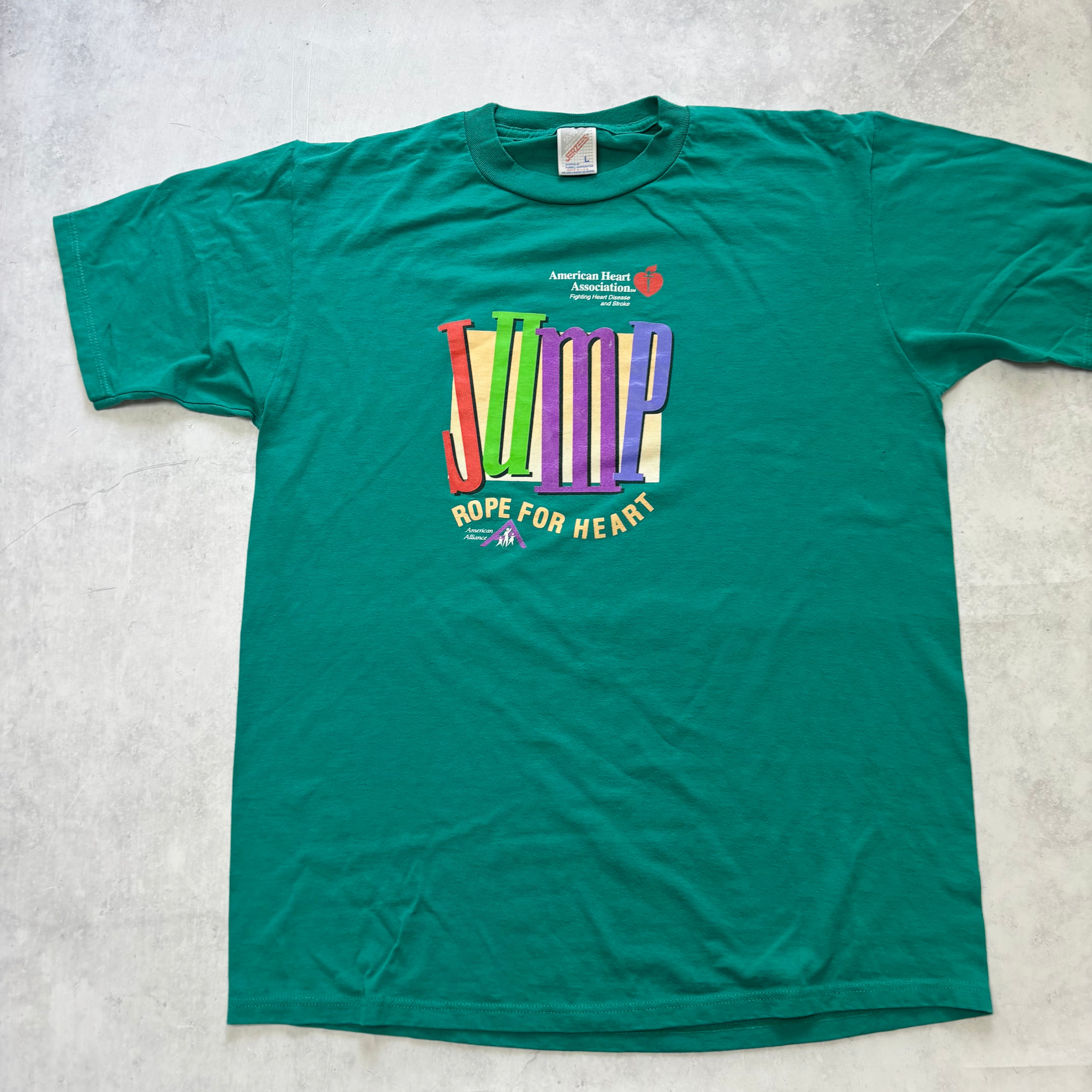 Vintage T Shirt Mens Large Teal Green Graphic Print 90s USA