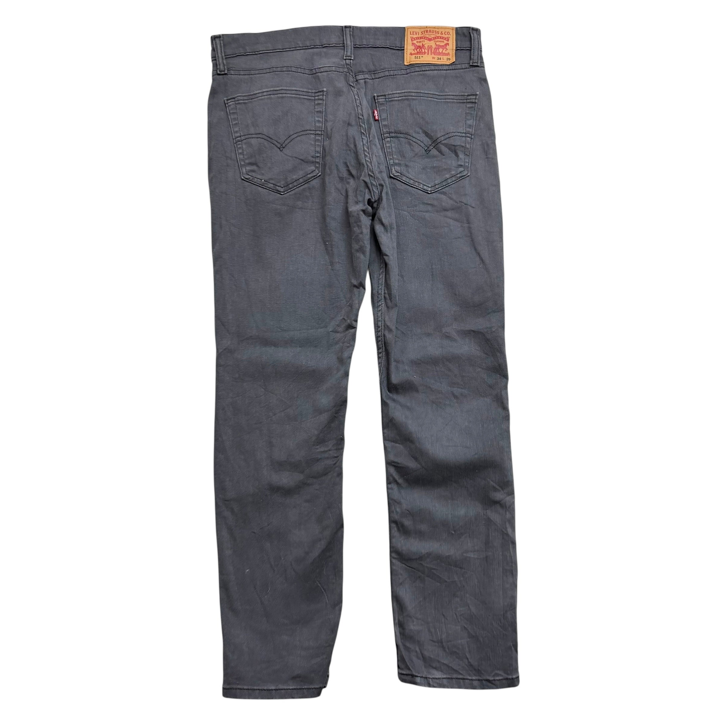 Levis 511 Jeans W34 L29 Mens Grey Slim Fit Stretch Denim