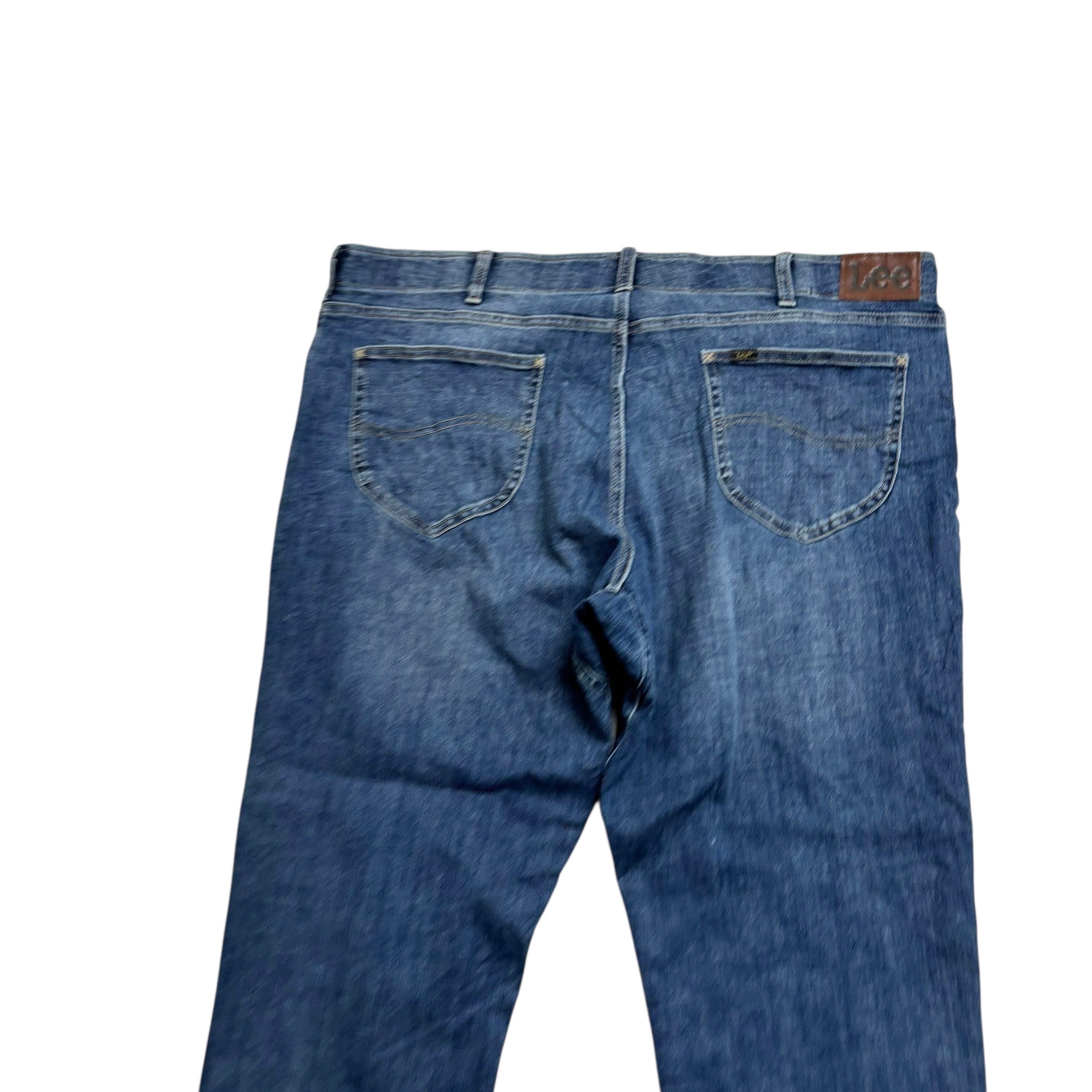Lee Jeans W44 L32 Mens Regular Tapered Fit Mid Blue Stretch Denim (E)