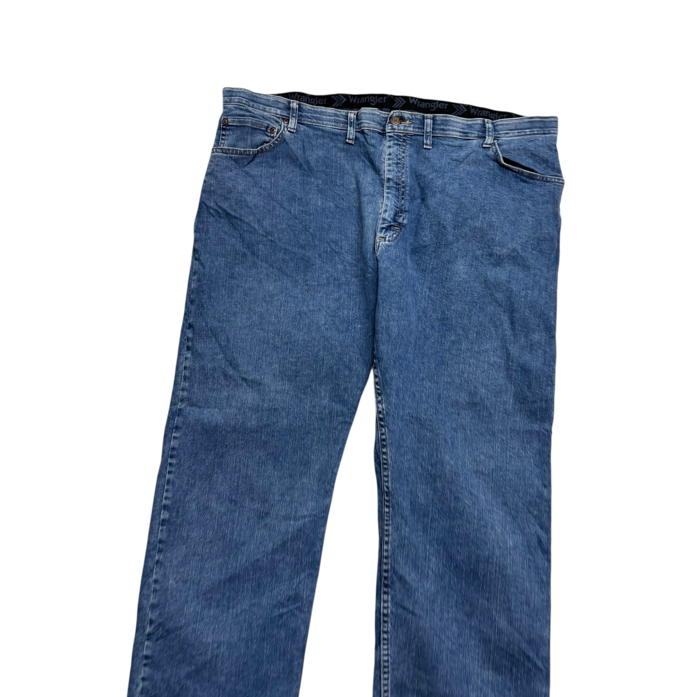 Wrangler Jeans W44 L30 Mens Mid Blue Regular Straight Fit Stretch Denim (E)