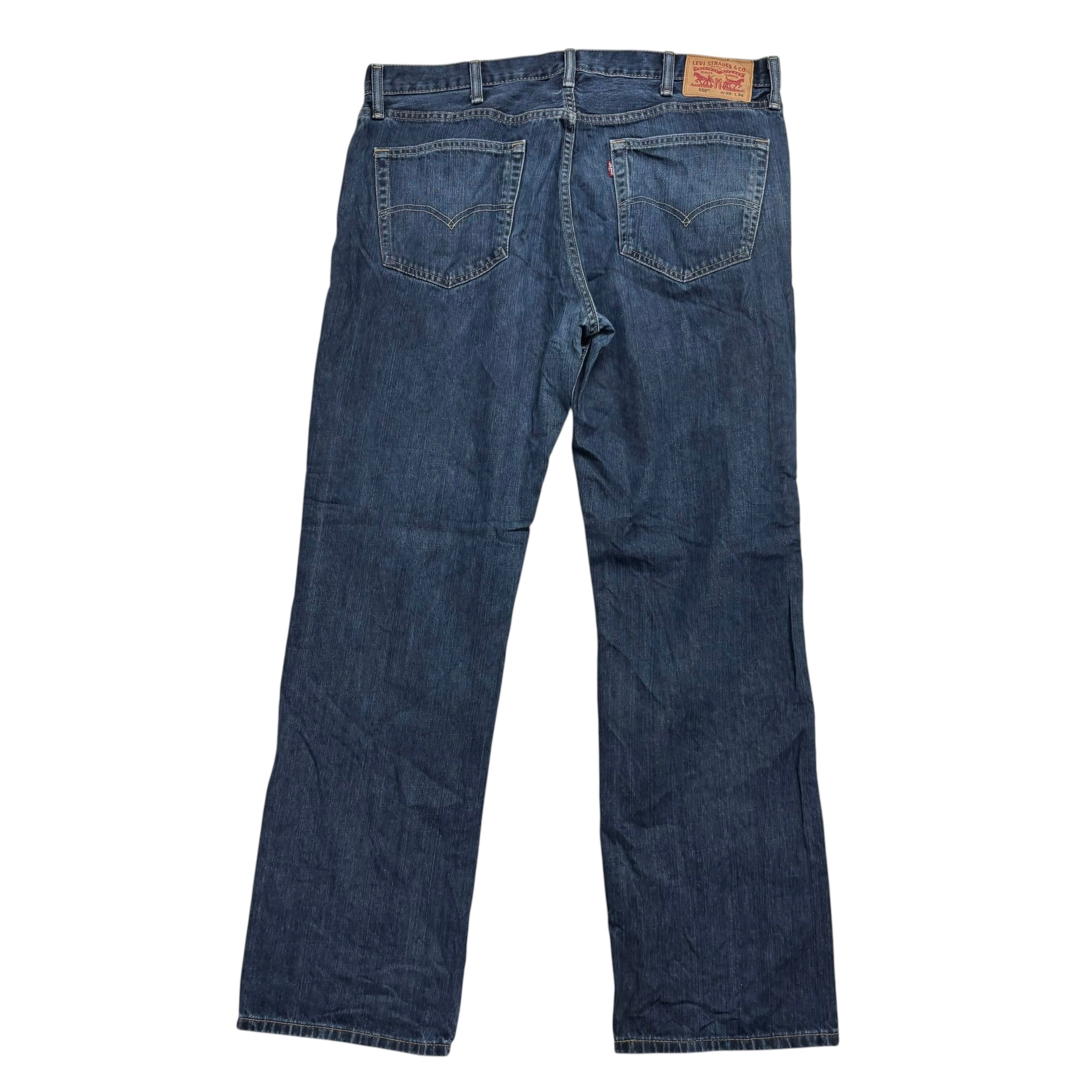 Levis 559 Jeans W38 L34 Mens Dark Blue Baggy Relaxed Straight Fit Denim (E)