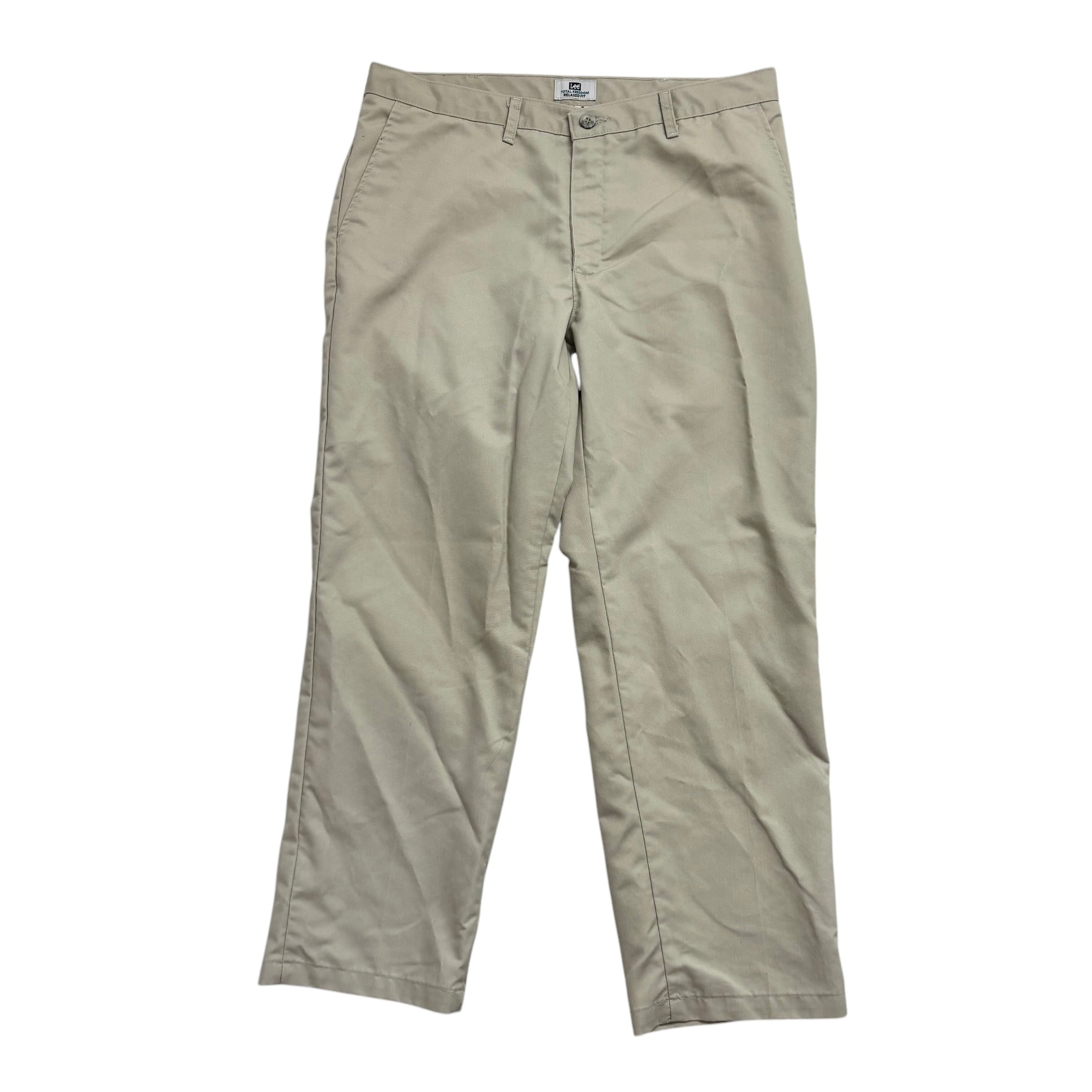 Lee Trousers W36 L30 Mens Cream Relaxed Fit Total Freedom Pants (E)